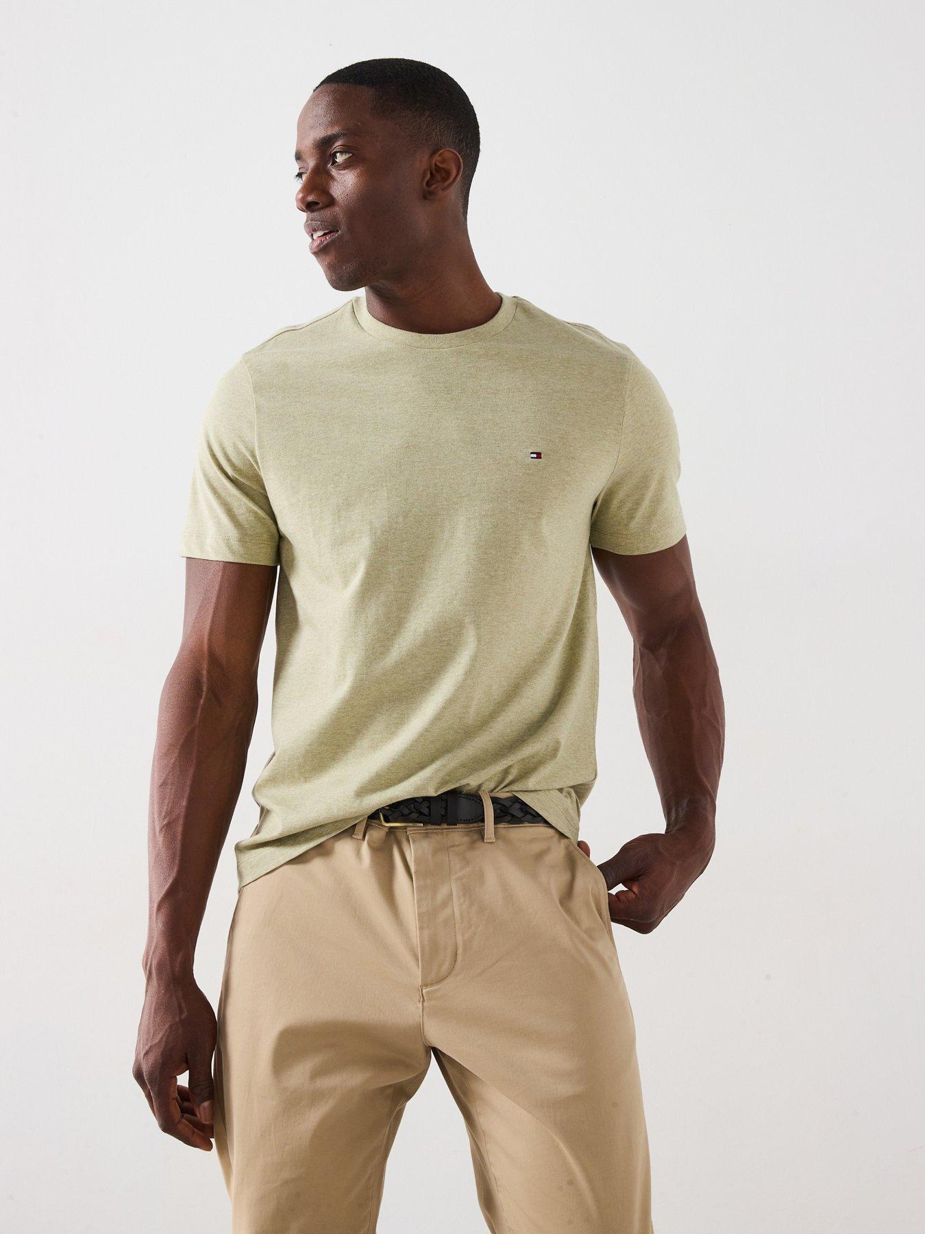 undefined Regular Fit Essential Flag Logo Heather T-Shirt - Light Green