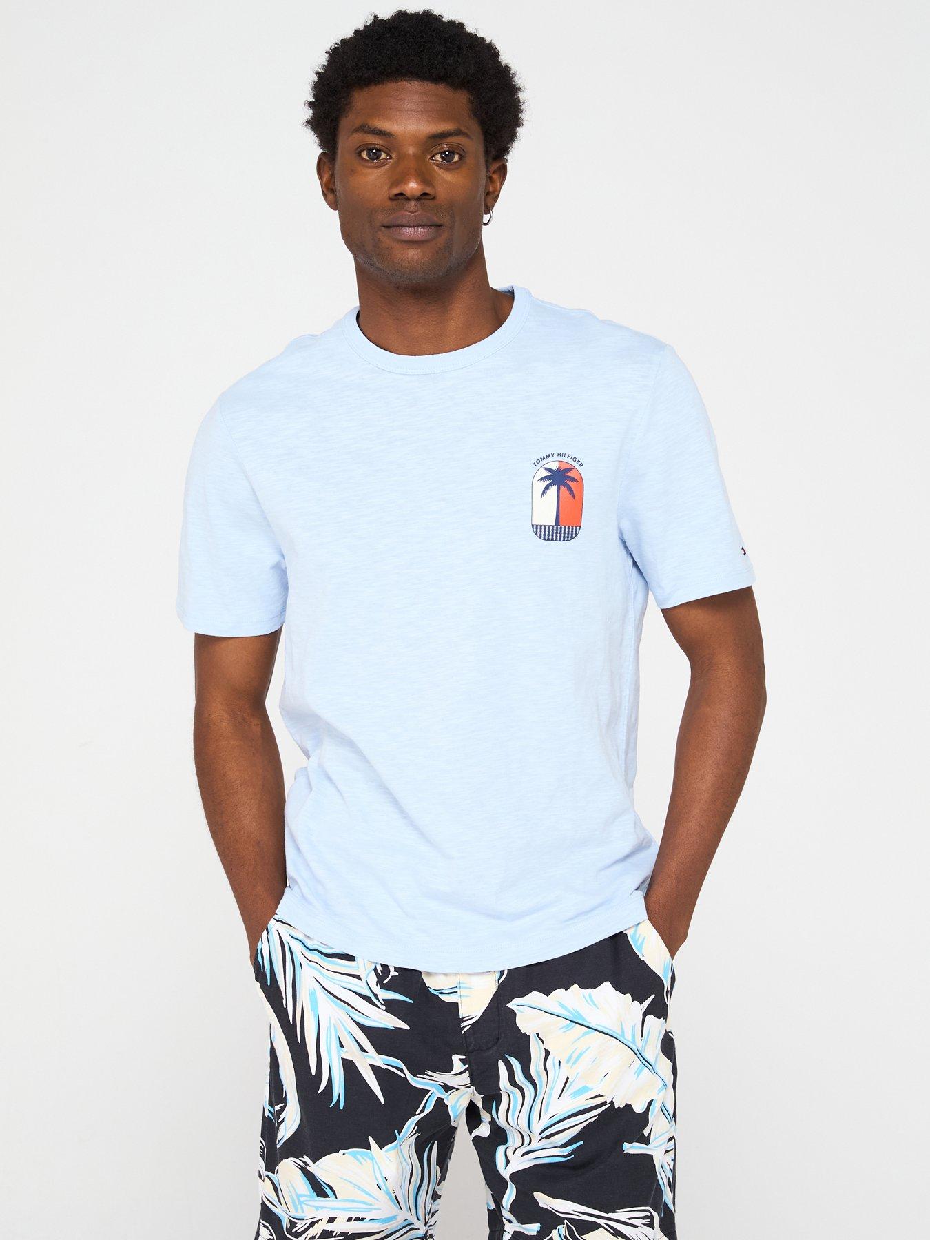 undefined Palm Tree Label T-Shirt - Light Blue