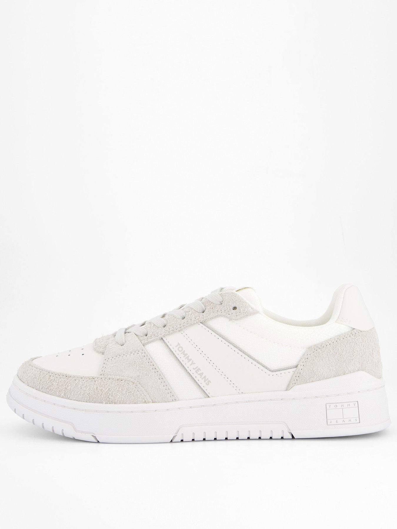 Tommy Jeans Pods Suede Cupsole Trainers, White/Grey, Size 45, Men