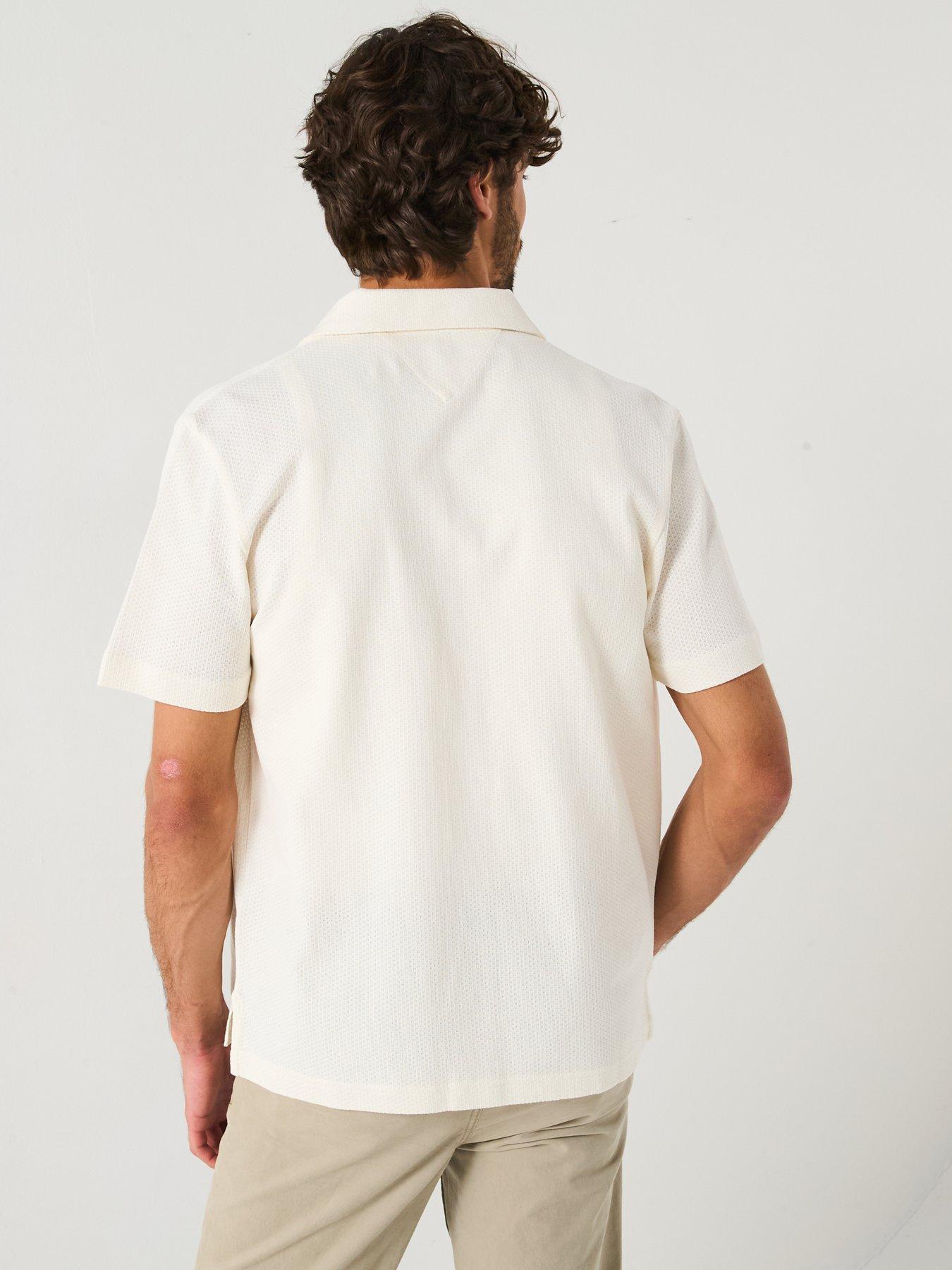 Image 2 of 6 of Tommy Hilfiger Regular Fit Pique Short Sleeve Shirt - White