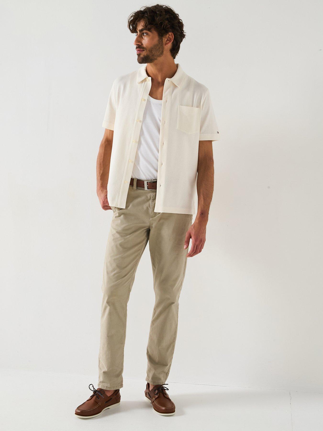 Image 3 of 6 of Tommy Hilfiger Regular Fit Pique Short Sleeve Shirt - White