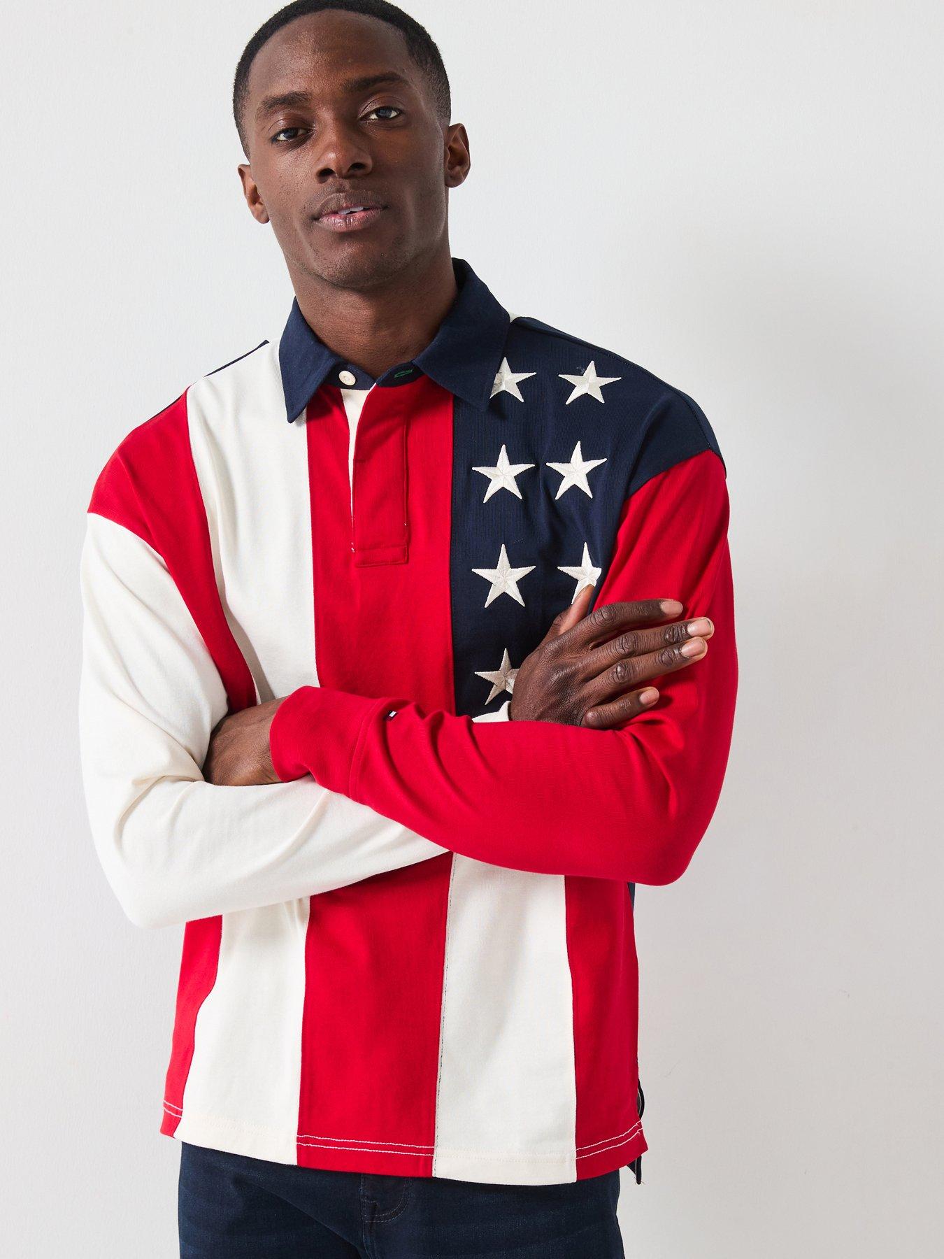 undefined Americana Flag Rugby Polo Shirt - Navy