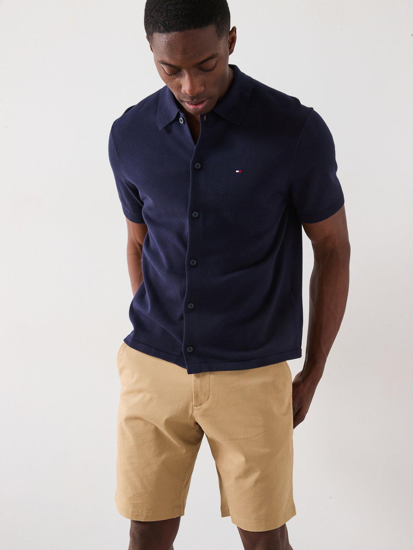 Image 1 of 6 of Tommy Hilfiger Essential Cotton Short Sleeve Shirt - Navy