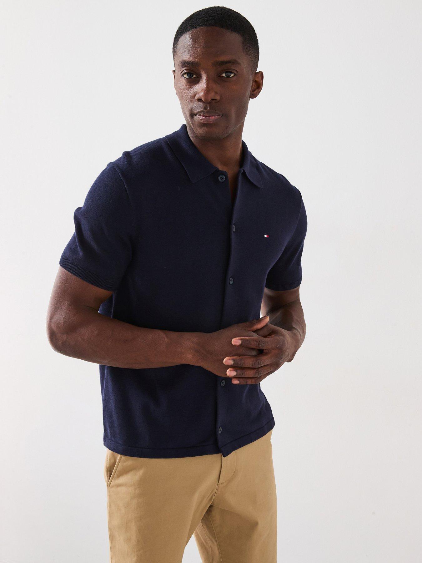 Image 4 of 6 of Tommy Hilfiger Essential Cotton Short Sleeve Shirt - Navy