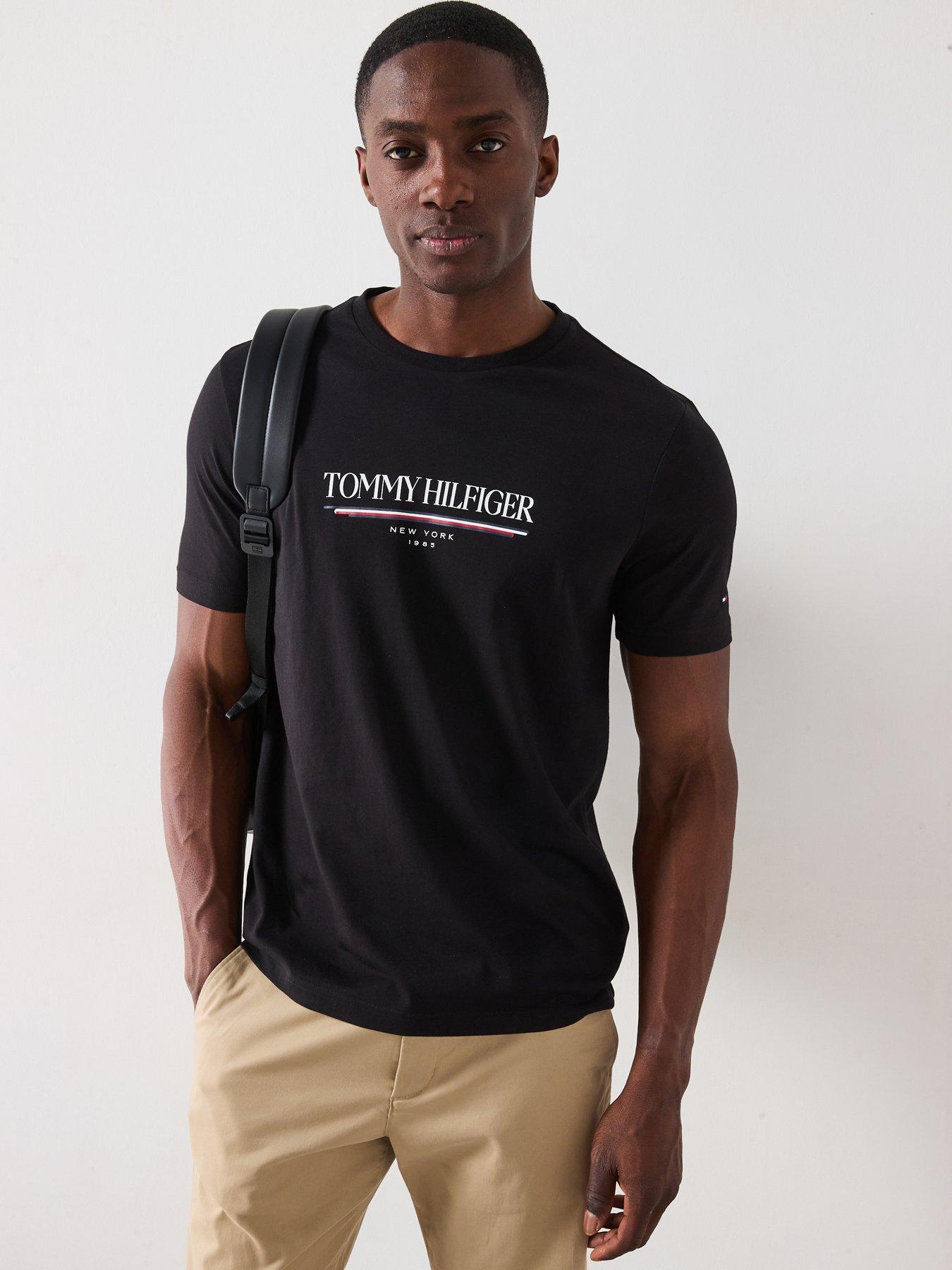 Image 1 of 6 of Tommy Hilfiger Large Centre Logo T-Shirt - Black