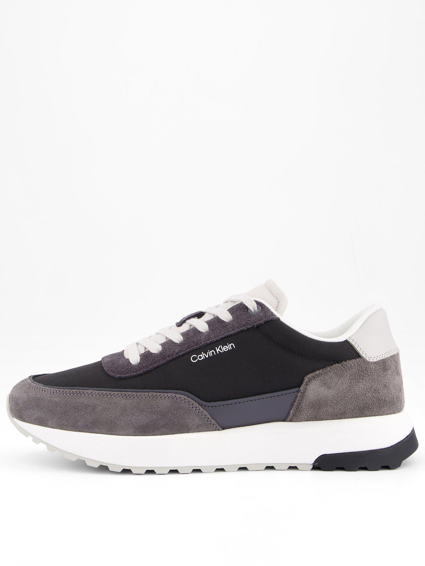 Image 1 of 7 of Calvin Klein Suede Mix Low Top Runner Trainers - Grey