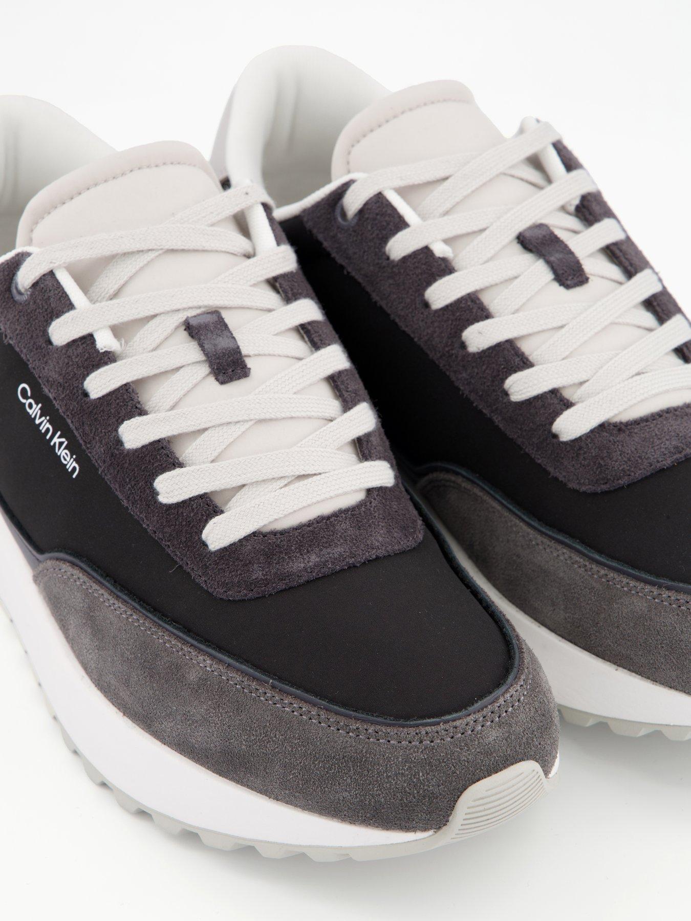 Image 5 of 7 of Calvin Klein Suede Mix Low Top Runner Trainers - Grey
