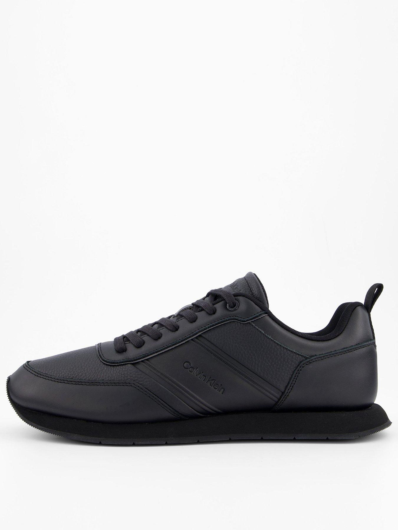 undefined Leather Low Top Runner Trainers - Black