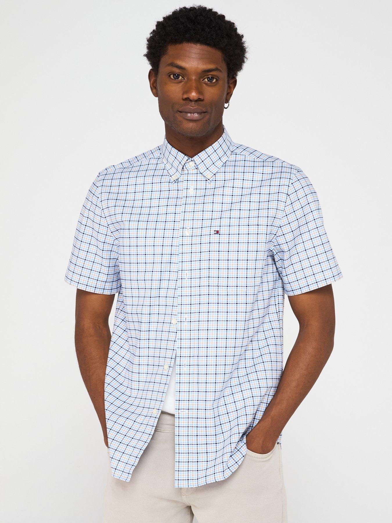 Tommy Hilfiger Check Oxford Regular Fit Short Sleeve Shirt - Blue