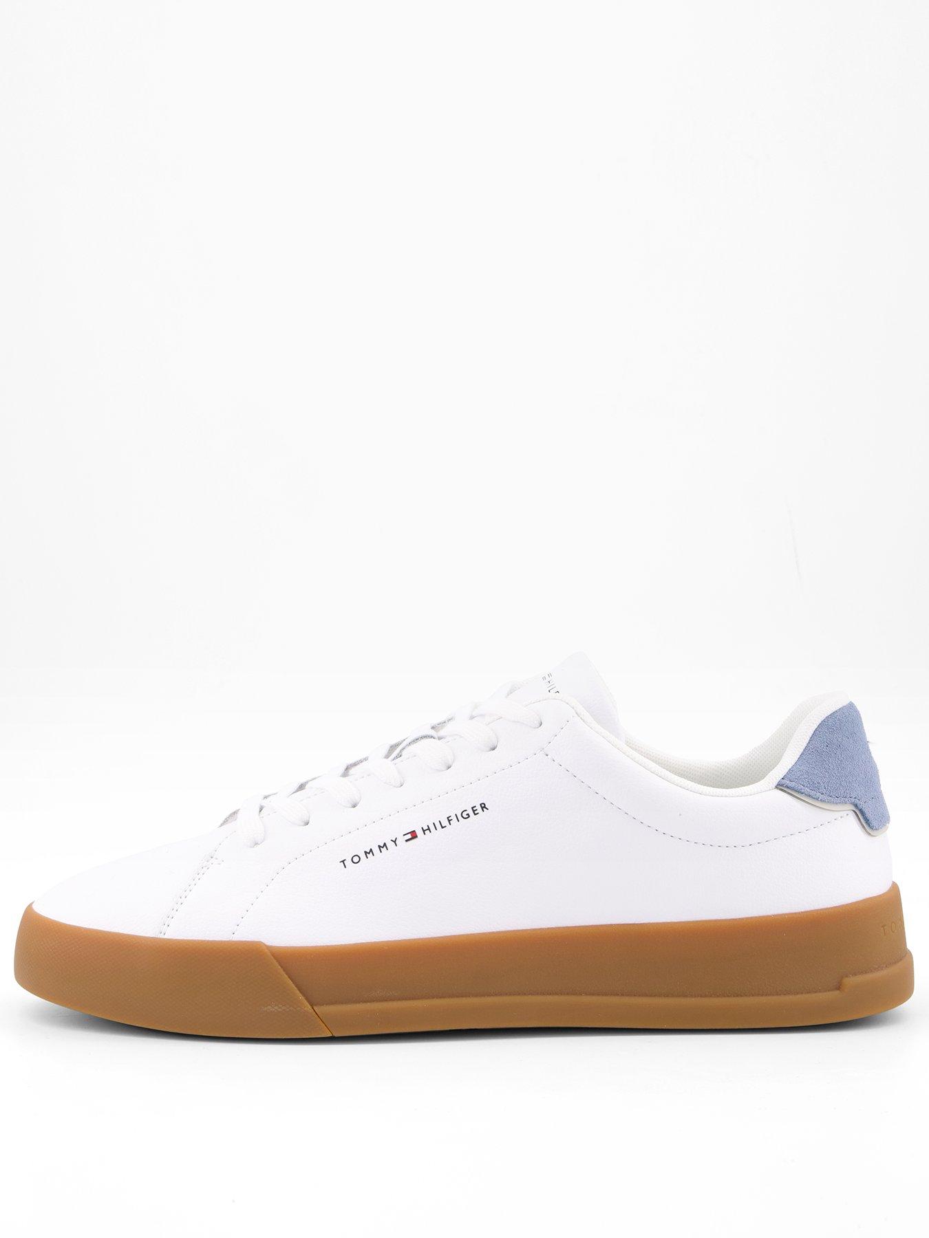 Tommy Hilfiger Essential Leather Gumsole Court Trainers - White/Blue