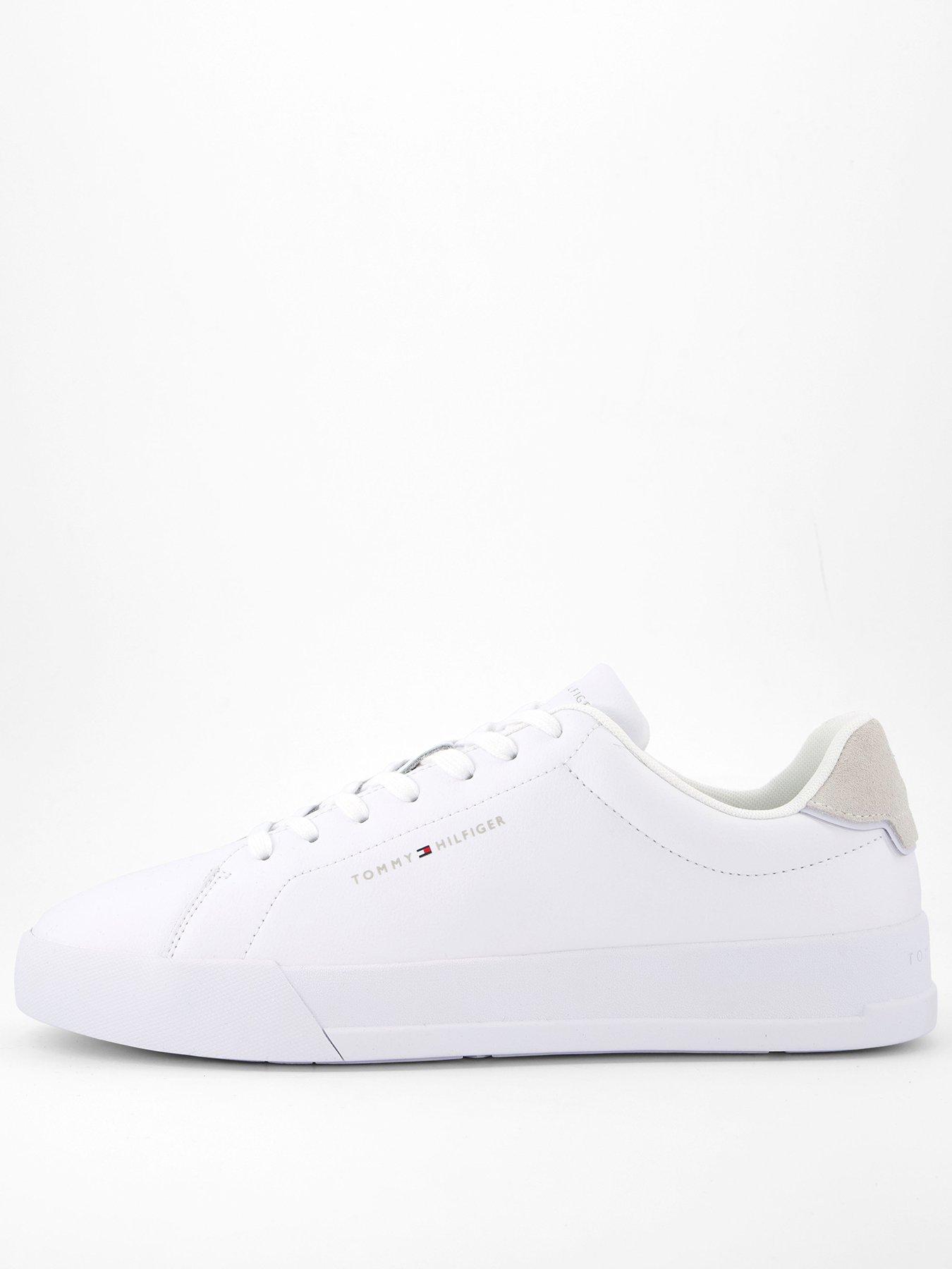 undefined Essential Leather Court Trainers - White/Grey
