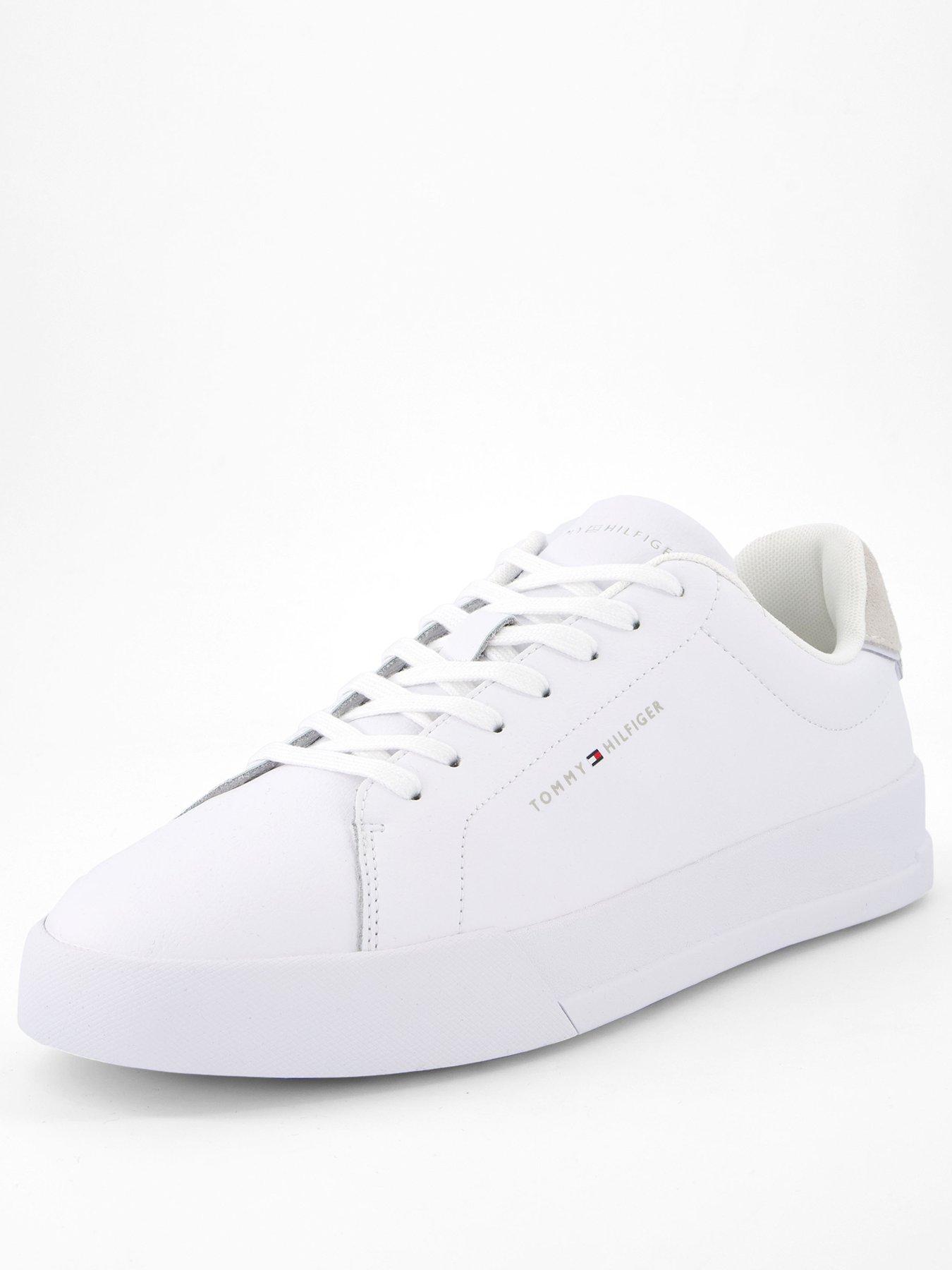 Image 2 of 7 of Tommy Hilfiger Essential Leather Court Trainers - White/Grey