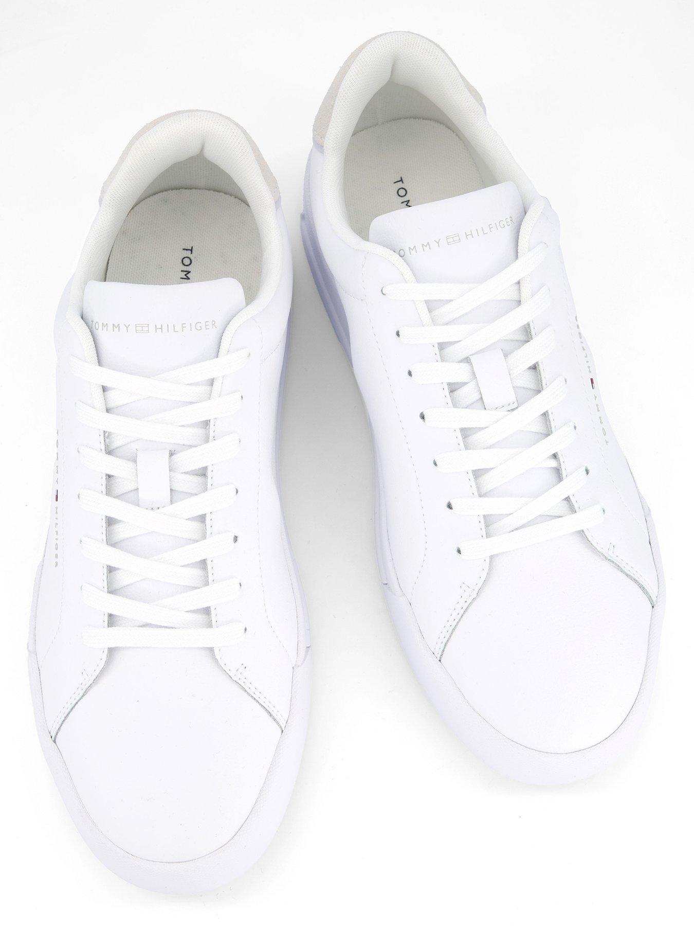 Image 3 of 7 of Tommy Hilfiger Essential Leather Court Trainers - White/Grey