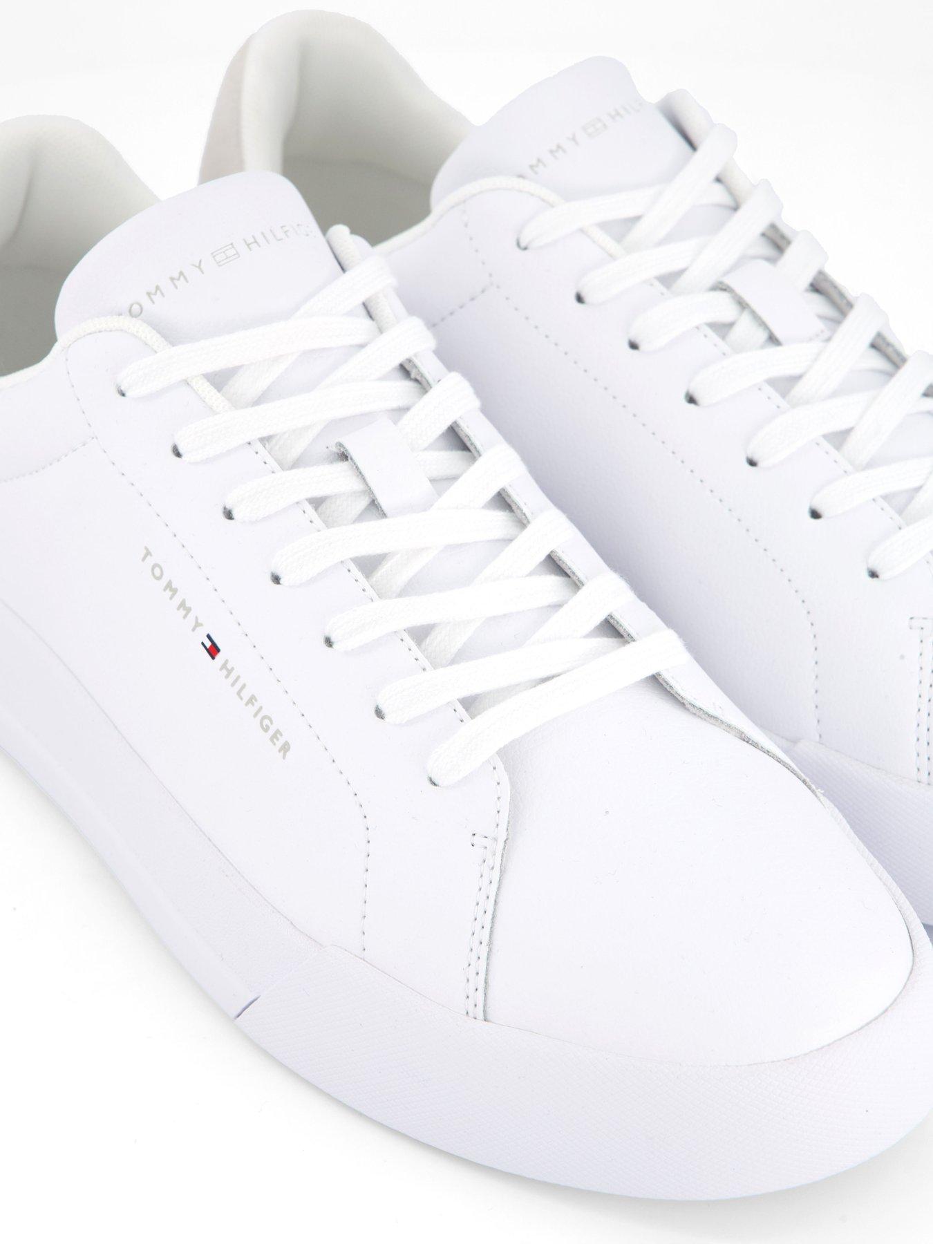 Image 5 of 7 of Tommy Hilfiger Essential Leather Court Trainers - White/Grey