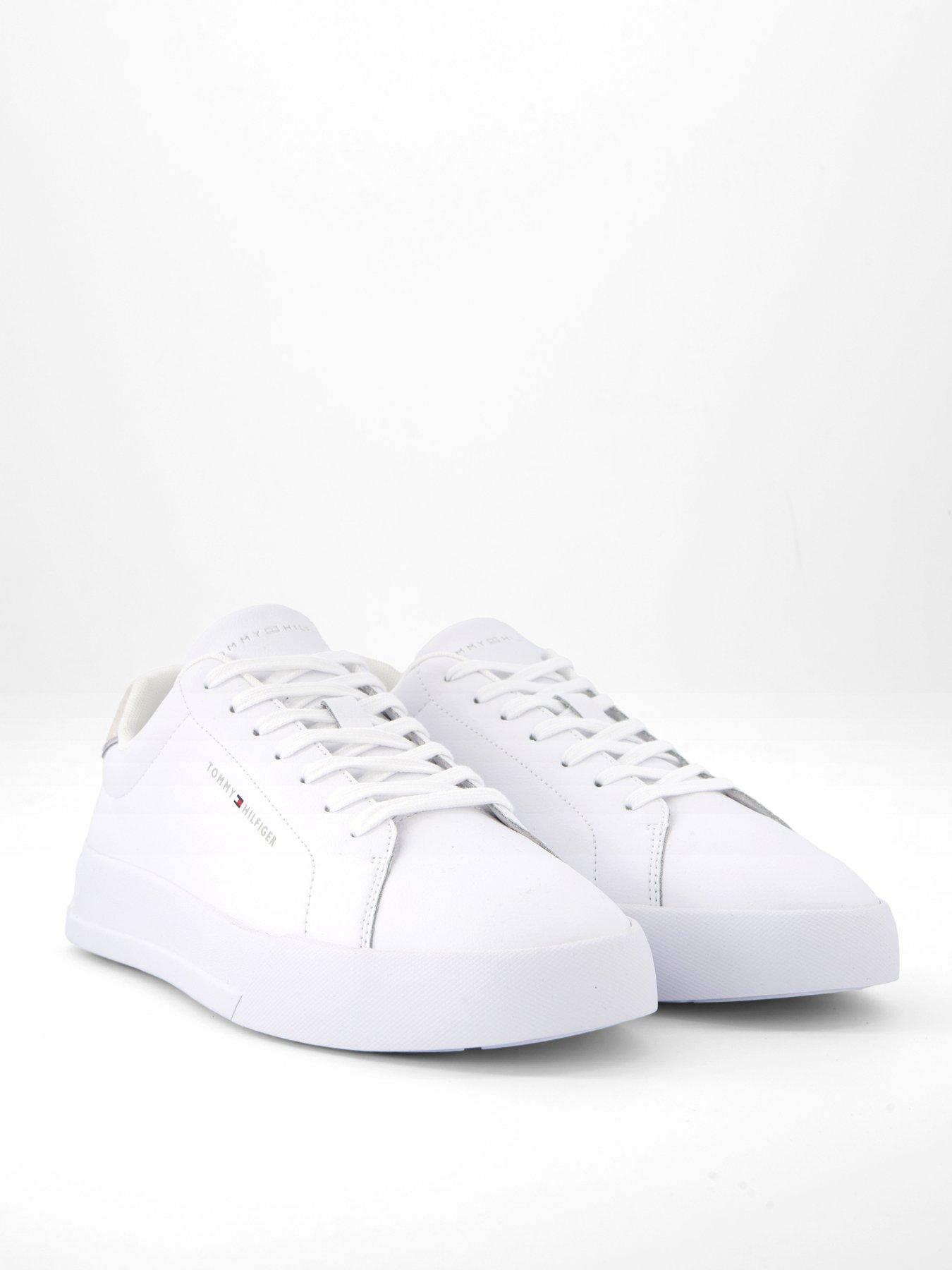Image 6 of 7 of Tommy Hilfiger Essential Leather Court Trainers - White/Grey