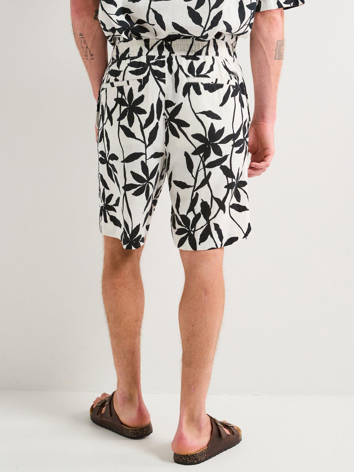 Image 2 of 4 of Calvin Klein Calvin Klein Linen Printed Pull On Shorts - White