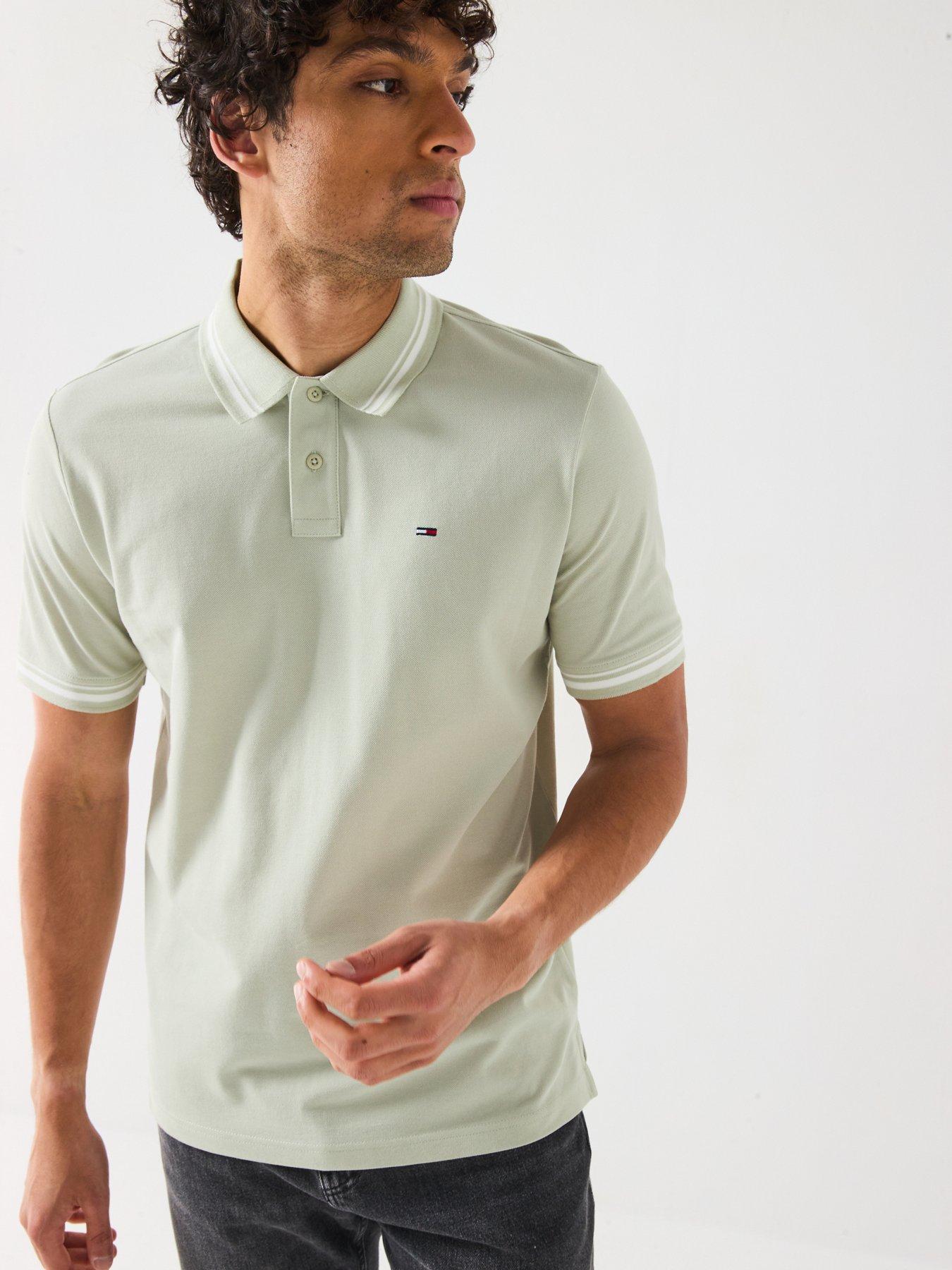 Tommy Jeans Regular Fit Tipped Polo Shirt - Light Green