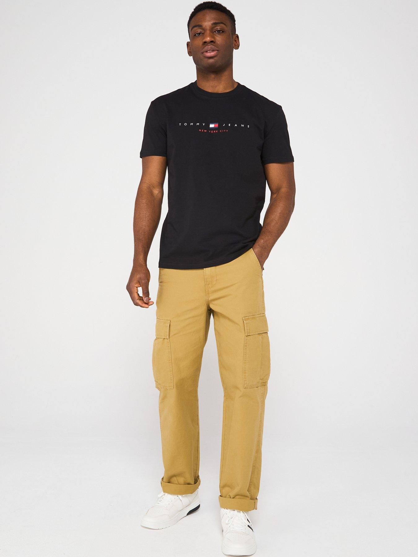 Image 3 of 4 of Tommy Jeans Regular Fit Flag Linear T-Shirt - Black