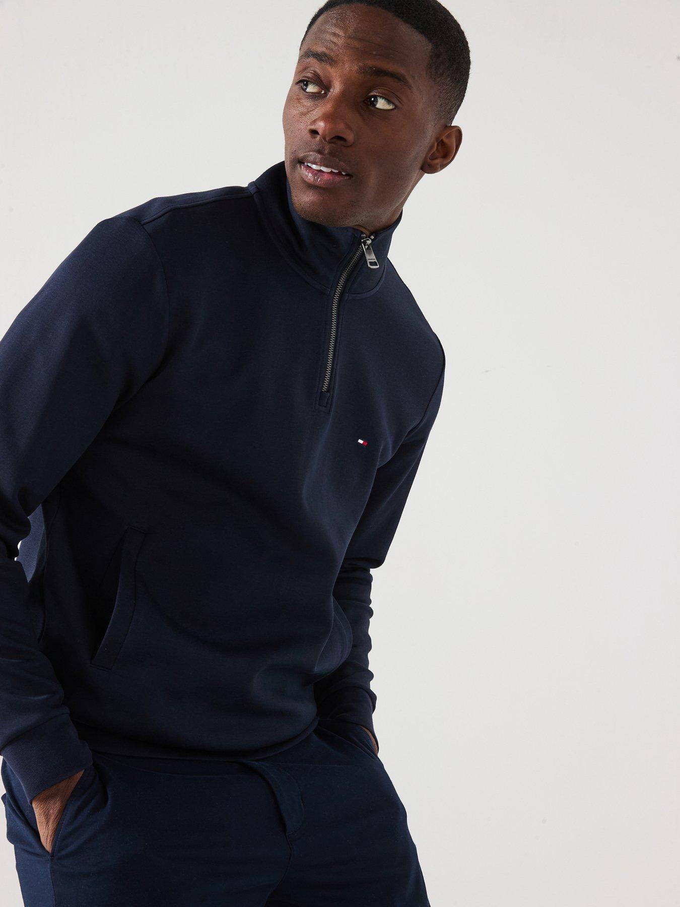 Image 4 of 6 of Tommy Hilfiger Essential Intechno 1/4 Zip Sweater - Navy