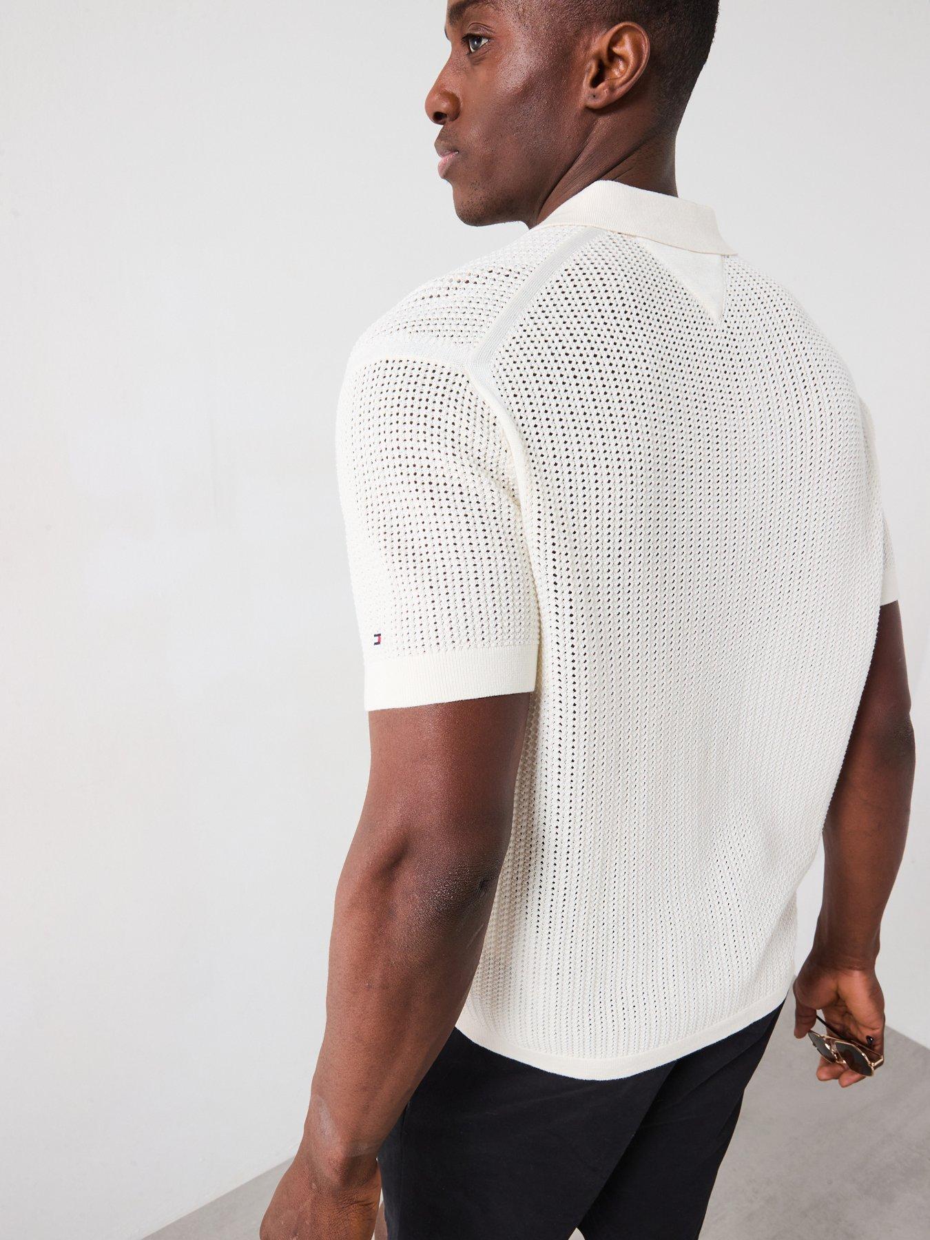 Image 2 of 6 of Tommy Hilfiger Structure Open Knit Shirt - Off White