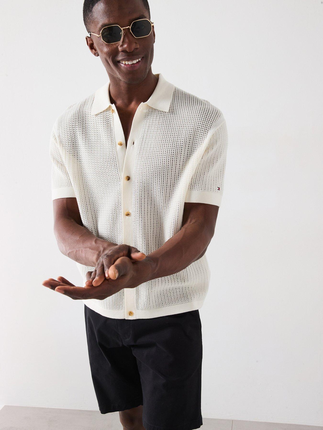 Image 5 of 6 of Tommy Hilfiger Structure Open Knit Shirt - Off White