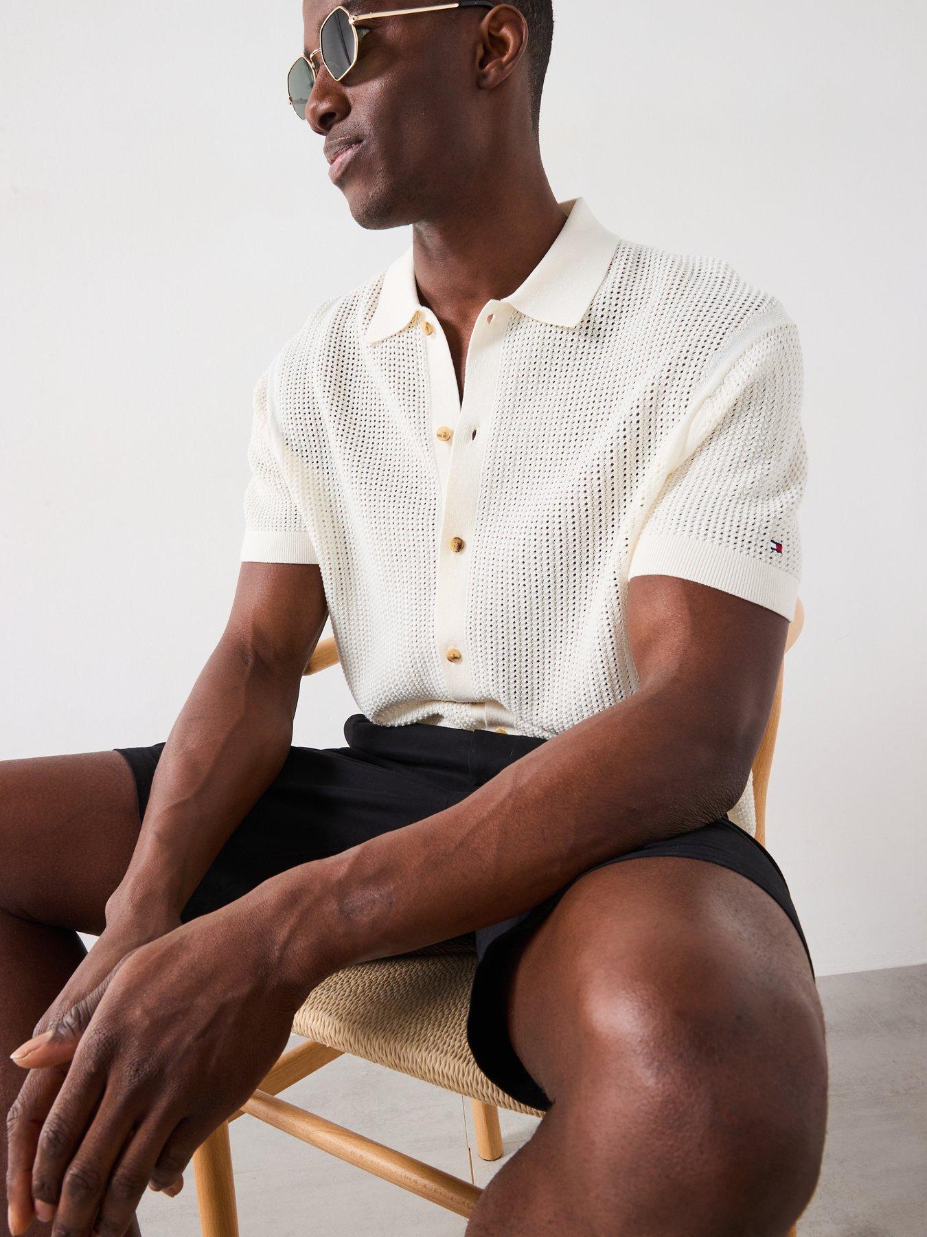 Image 6 of 6 of Tommy Hilfiger Structure Open Knit Shirt - Off White