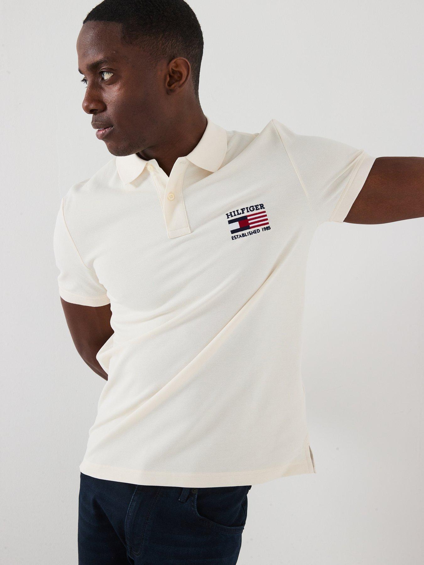 Image 4 of 6 of Tommy Hilfiger Flag Regular Fit Polo Shirt - Off White