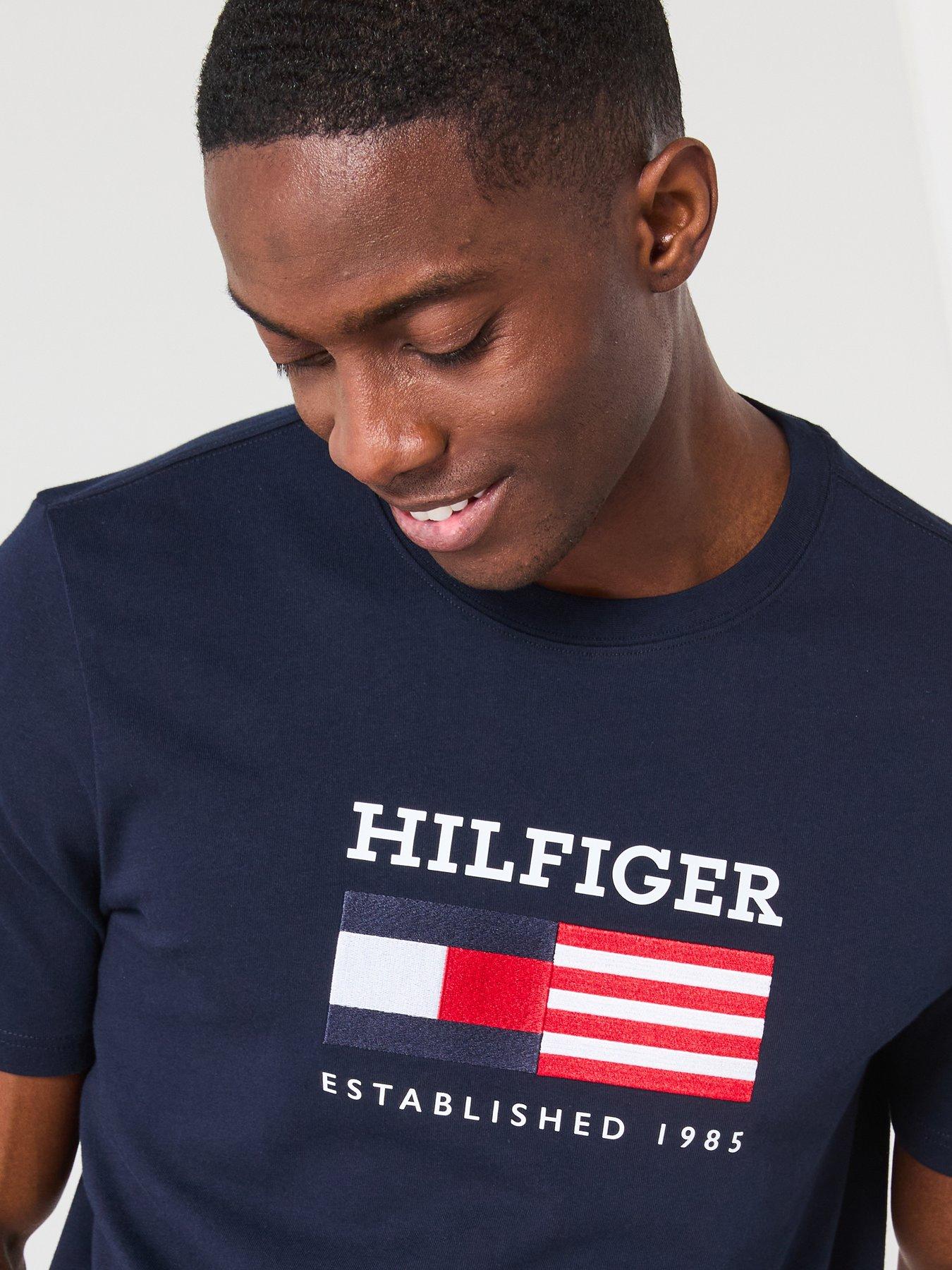 Image 4 of 6 of Tommy Hilfiger Americana Embroidered Flag T-Shirt - Navy