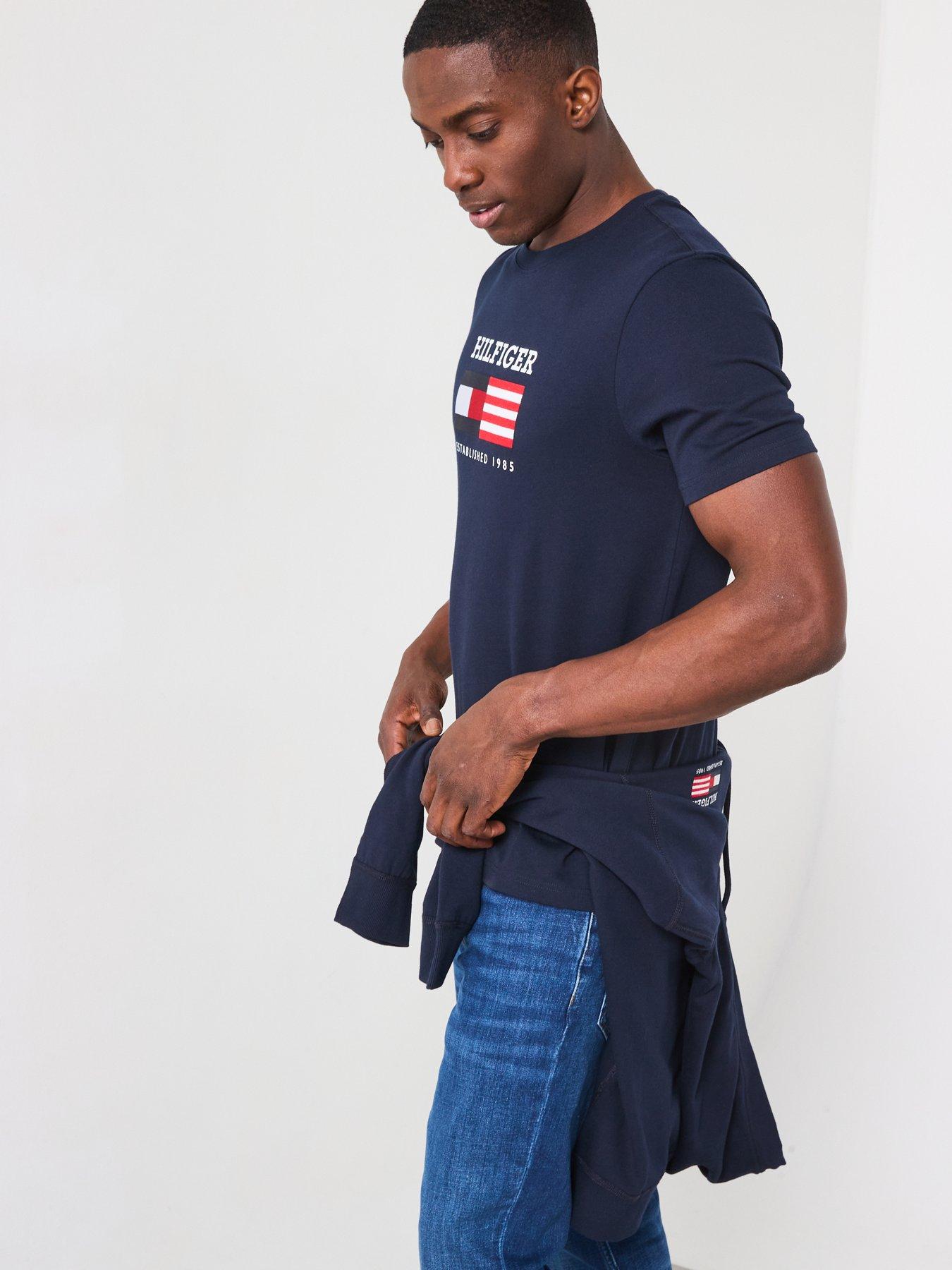 Image 5 of 6 of Tommy Hilfiger Americana Embroidered Flag T-Shirt - Navy