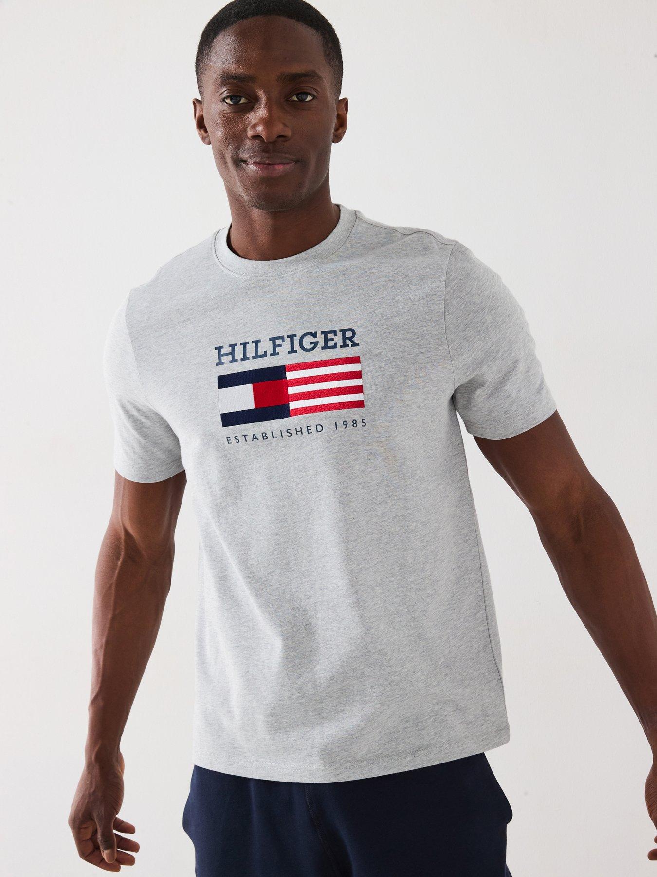 Tommy Hilfiger Americana Embroidered Flag T-Shirt - Grey
