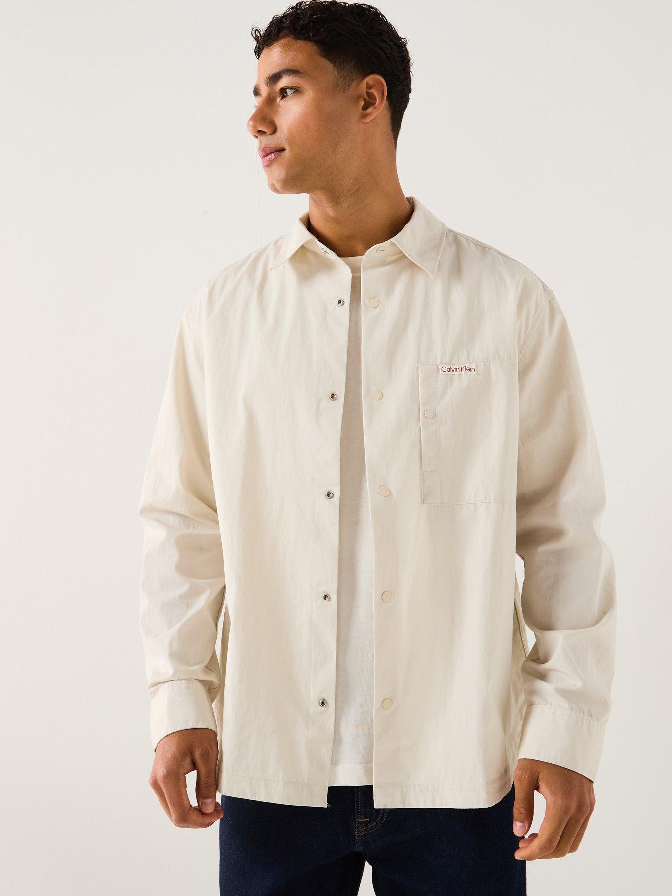 Calvin Klein Jeans Cotton Nylon Relaxed Fit Overshirt - Off White