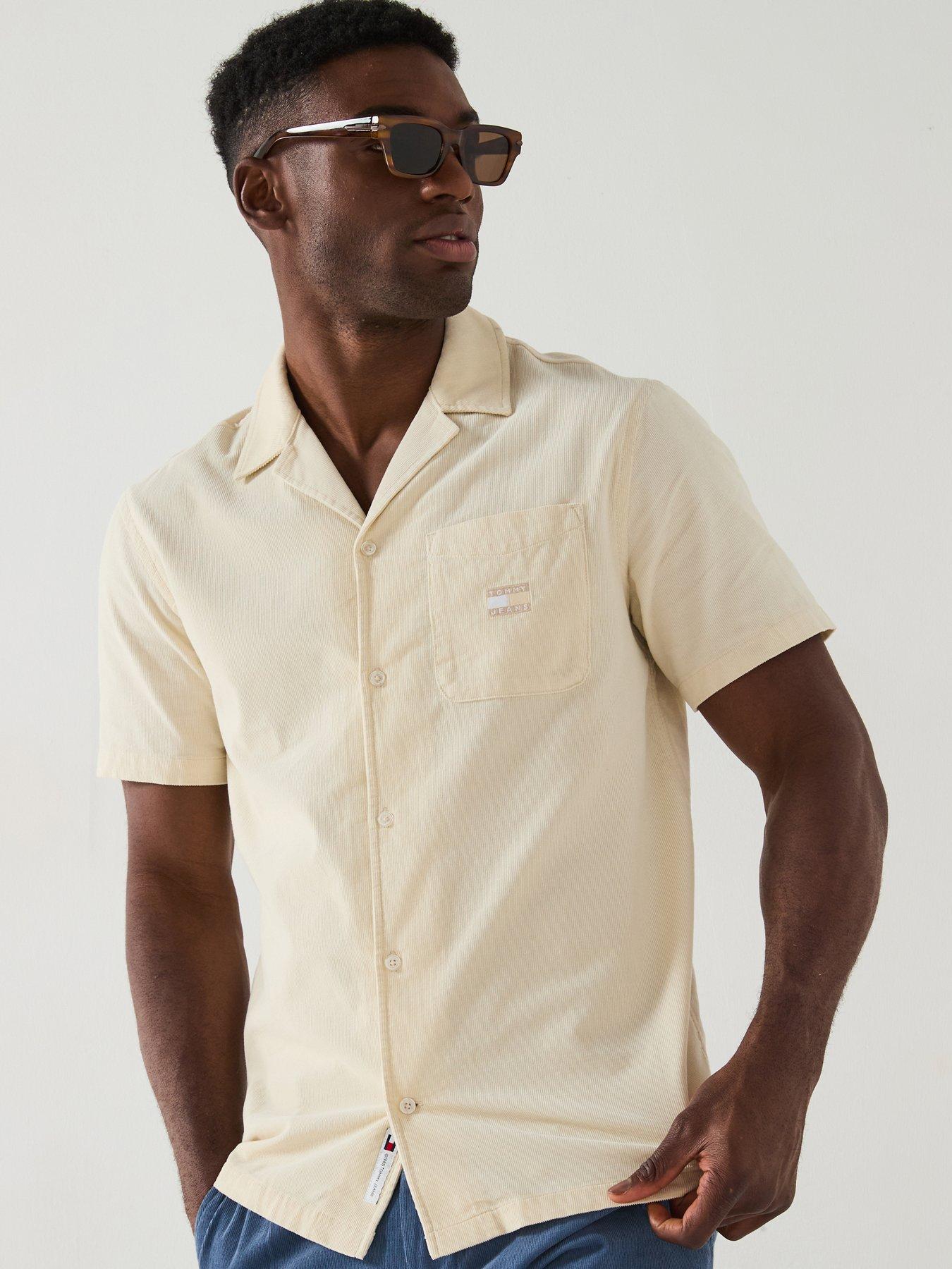 Tommy Jeans Cord Regular Fit Camp Short Sleeve Shirt - Beige