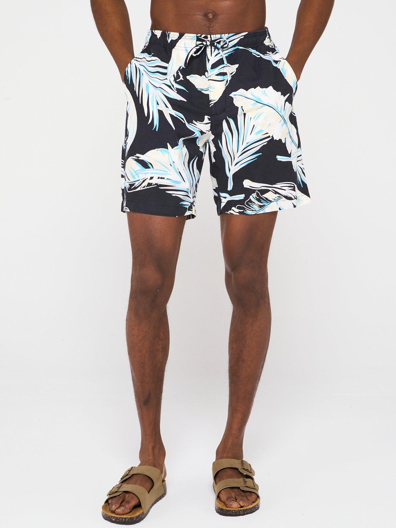 undefined Mercer 7In Banana Leaf Printed Shorts - Navy