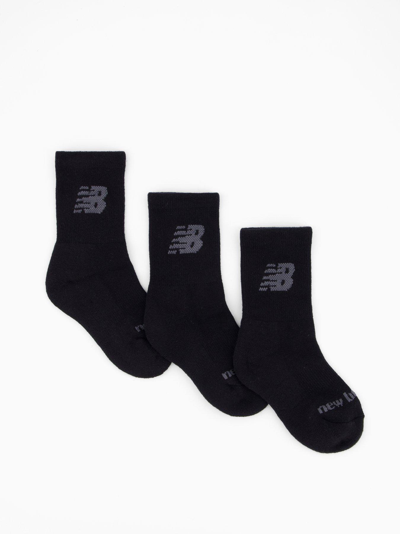 New Balance Kids Performance Cotton Cushioned 3 Pack Crew - Black