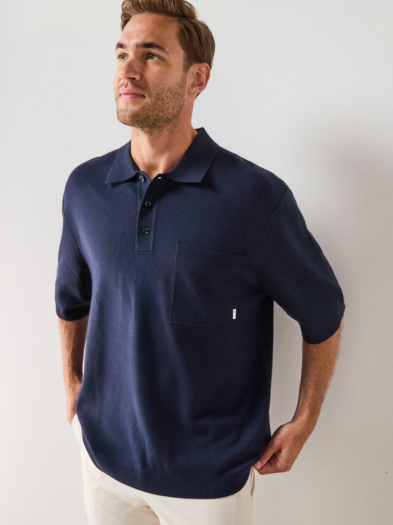 Calvin Klein Knitted Relax Fit Polo Shirt - Navy