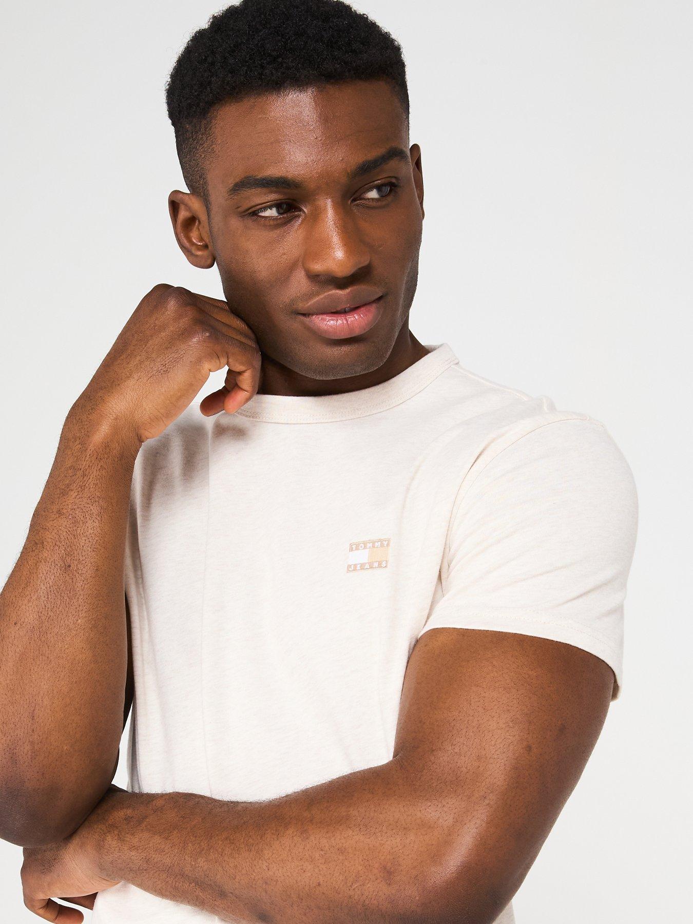 Image 4 of 4 of Tommy Jeans Regular Fit Badge T-Shirt - Light Beige