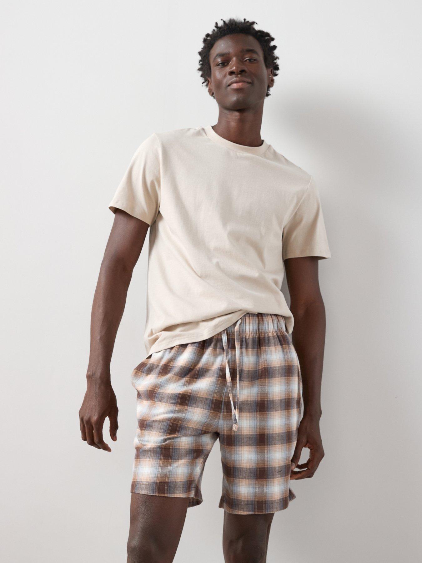 Very Man Cosy Checked Short Pyjama Set - Light Brown