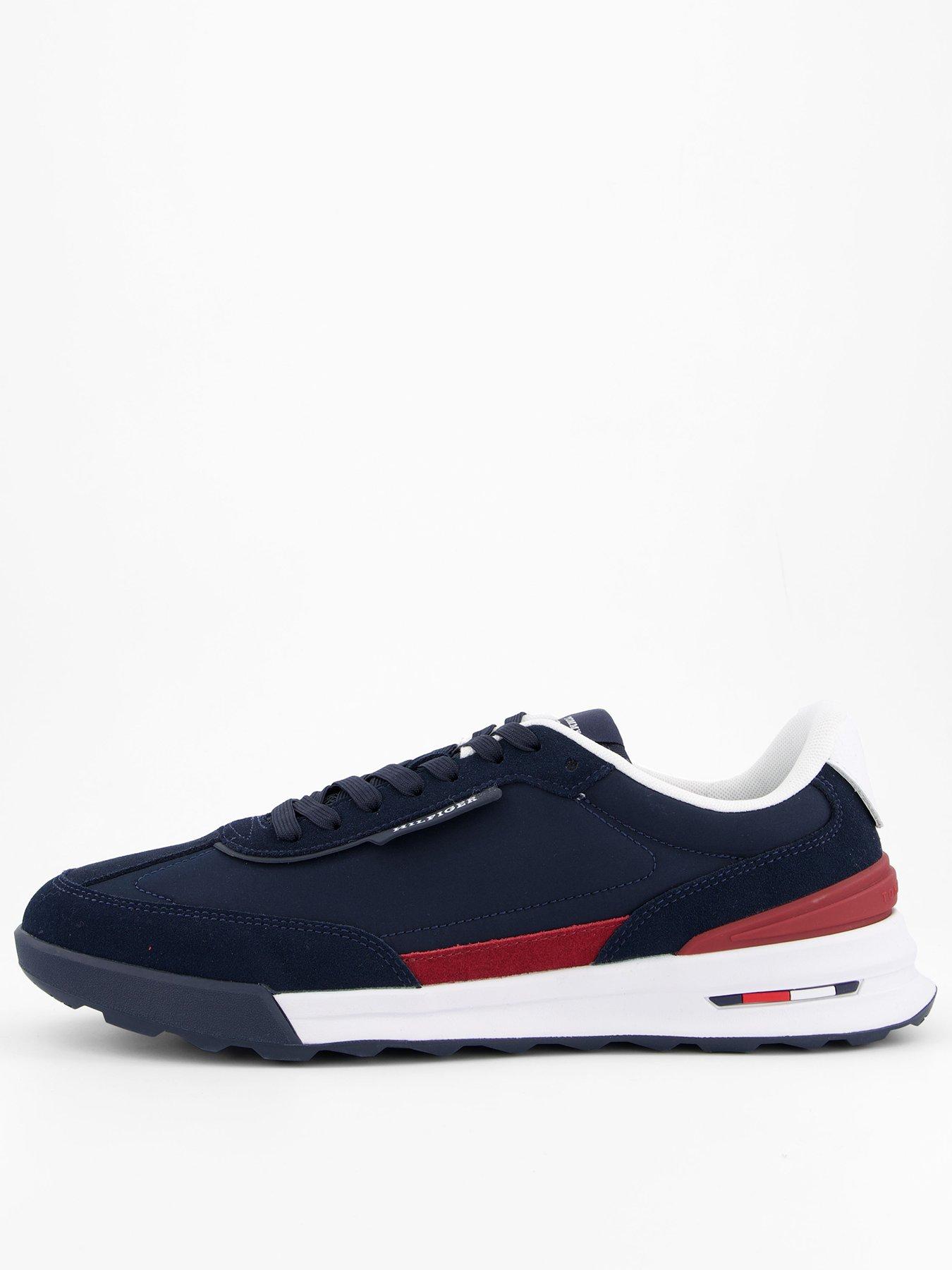 undefined Nylon Mix Retro Runner Trainers - Navy