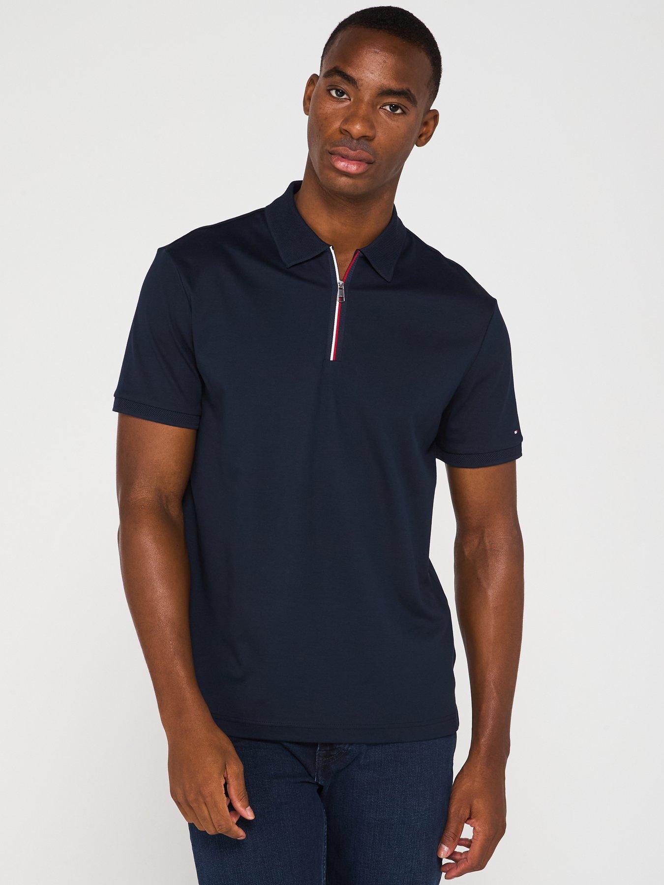undefined Interlock Zip Regular Fit Polo Shirt - Navy