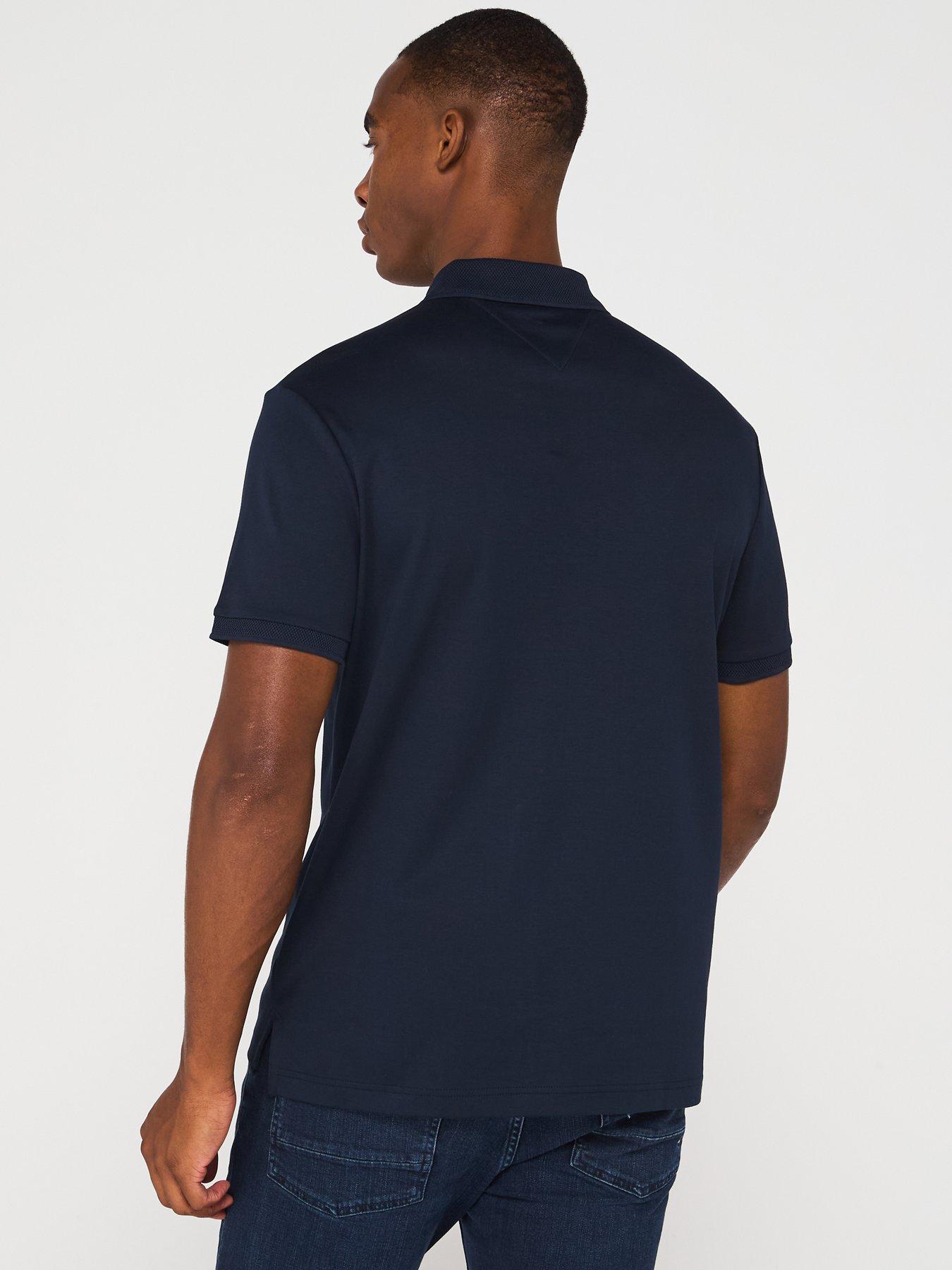 Image 2 of 5 of Tommy Hilfiger Interlock Zip Regular Fit Polo Shirt - Navy