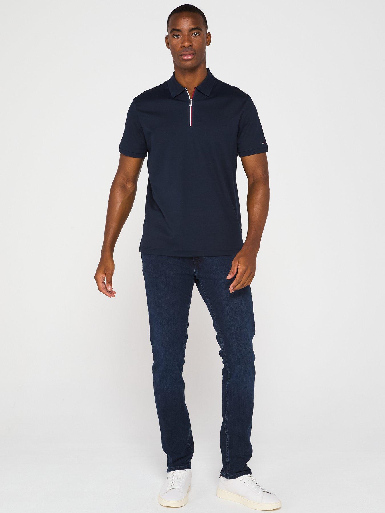 Image 3 of 5 of Tommy Hilfiger Interlock Zip Regular Fit Polo Shirt - Navy