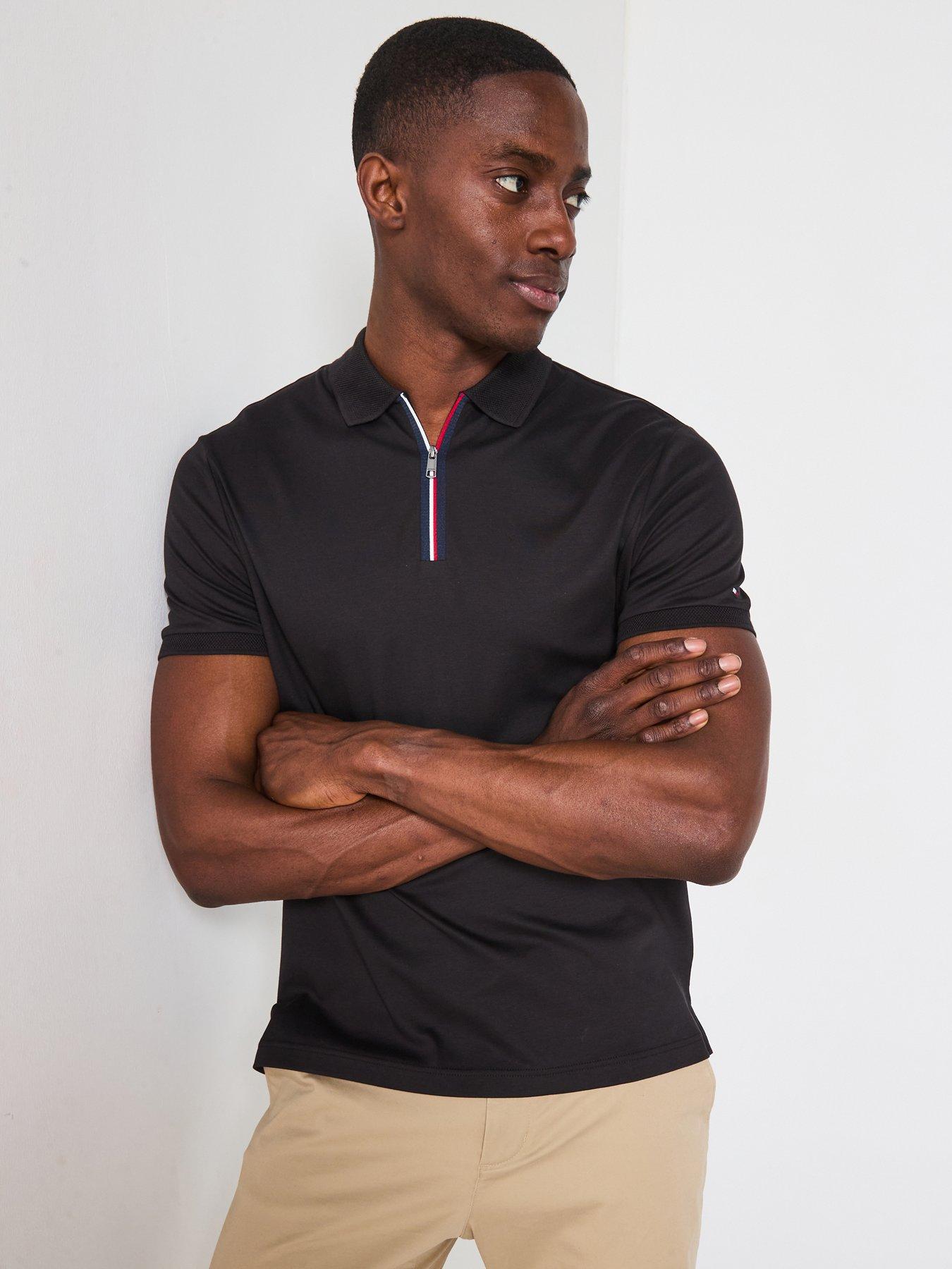 Tommy Hilfiger Interlock Zip Regular Fit Polo Shirt - Black