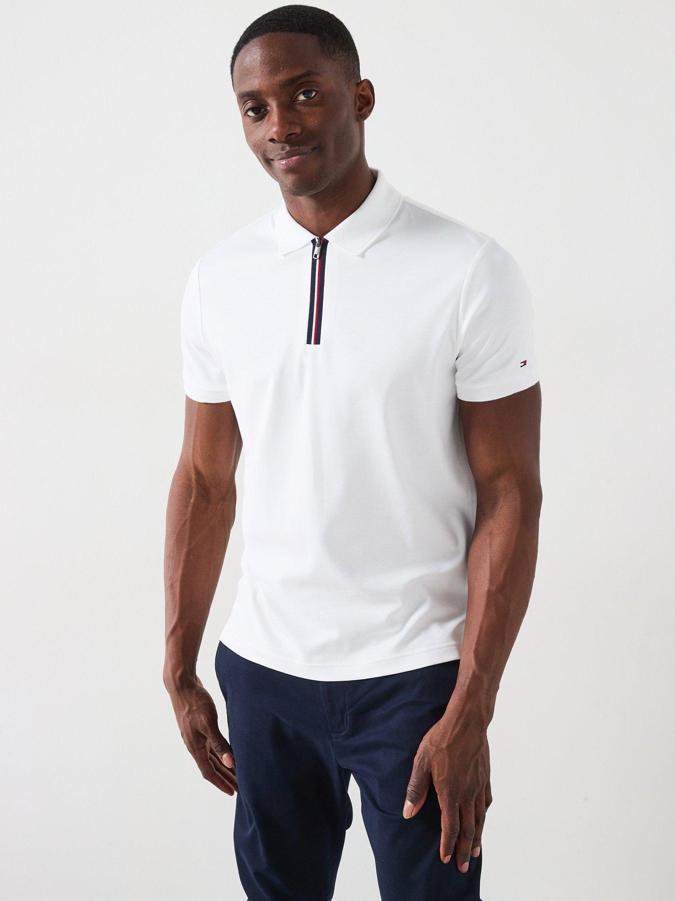 undefined Interlock Zip Regular Fit Polo Shirt - White