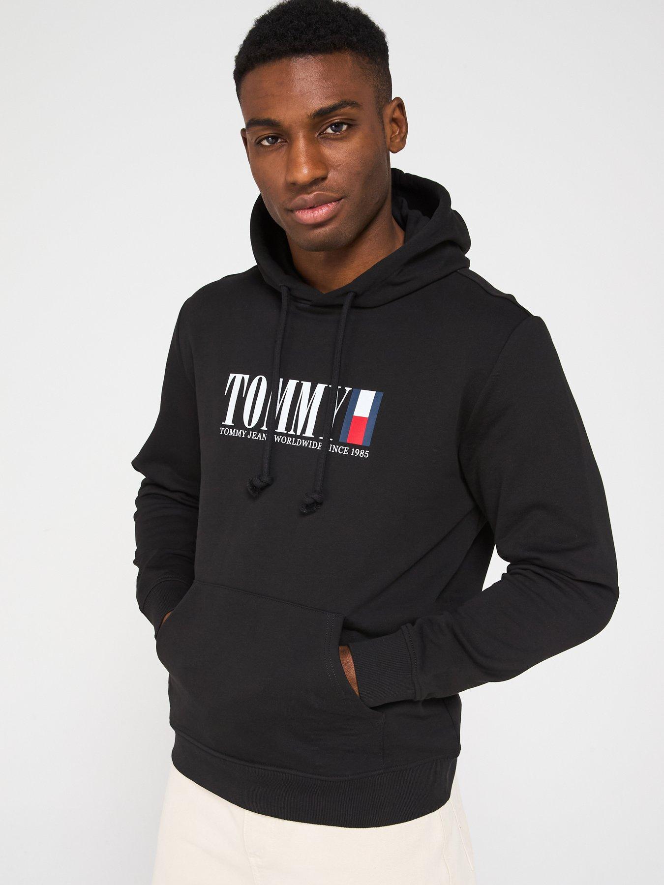 undefined Regular Fit Chest Graphic Overhead Hoodie - Black