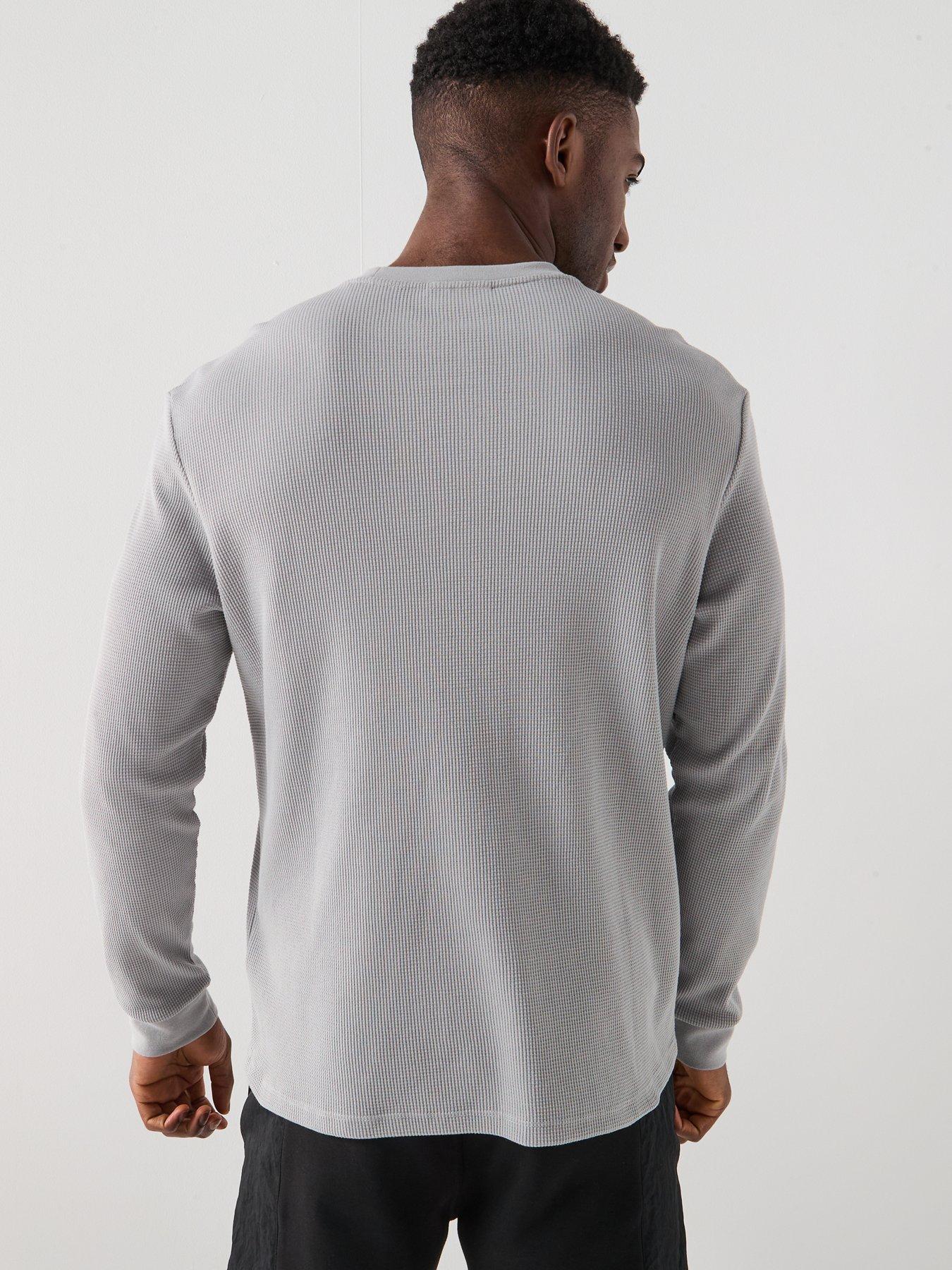 Image 2 of 5 of Calvin Klein Jeans Left Chest Woven Badge Waffle Long Sleeve T-Shirt - Grey