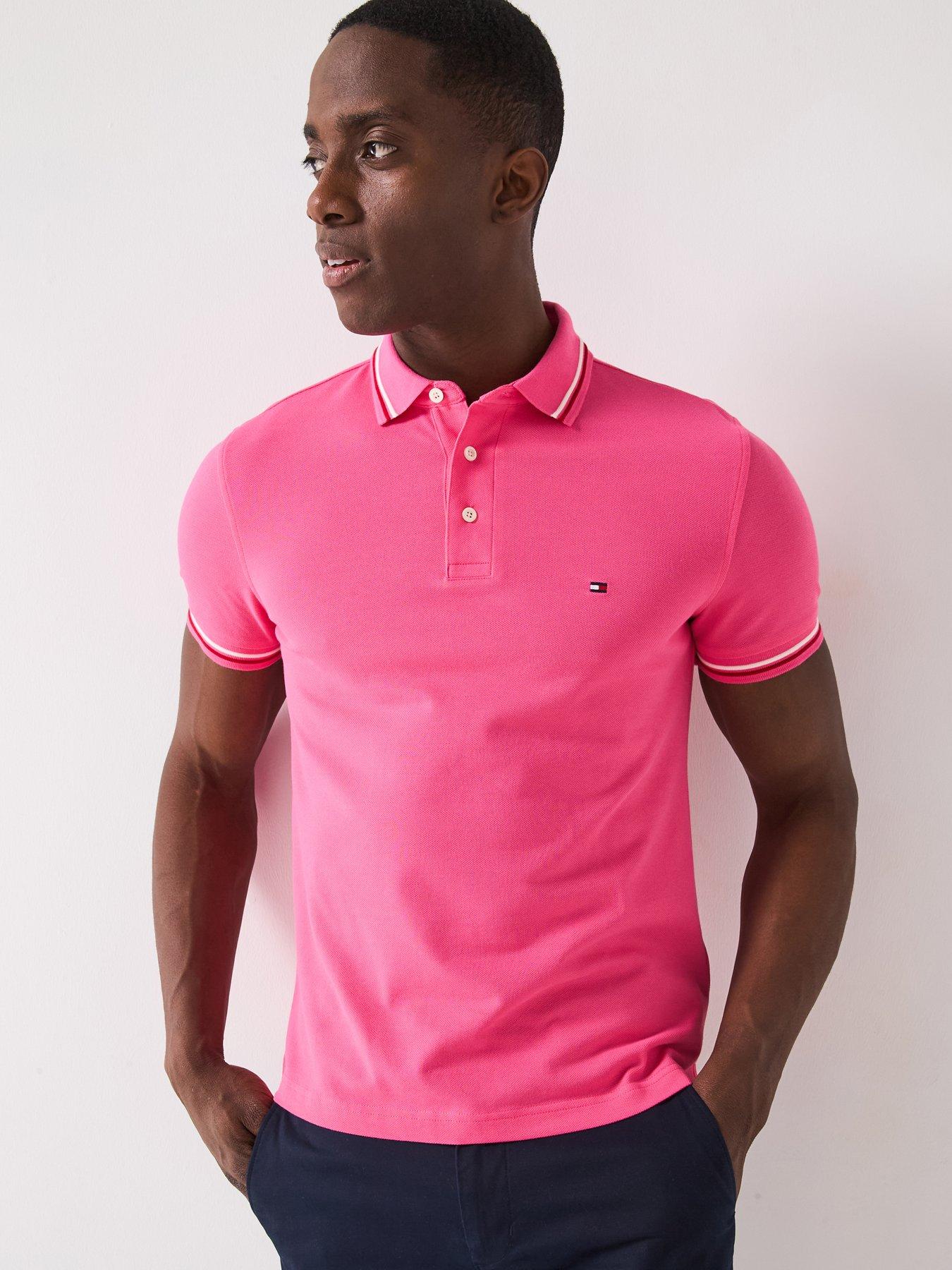 undefined Slim Fit Tipped Polo Shirt - Pink