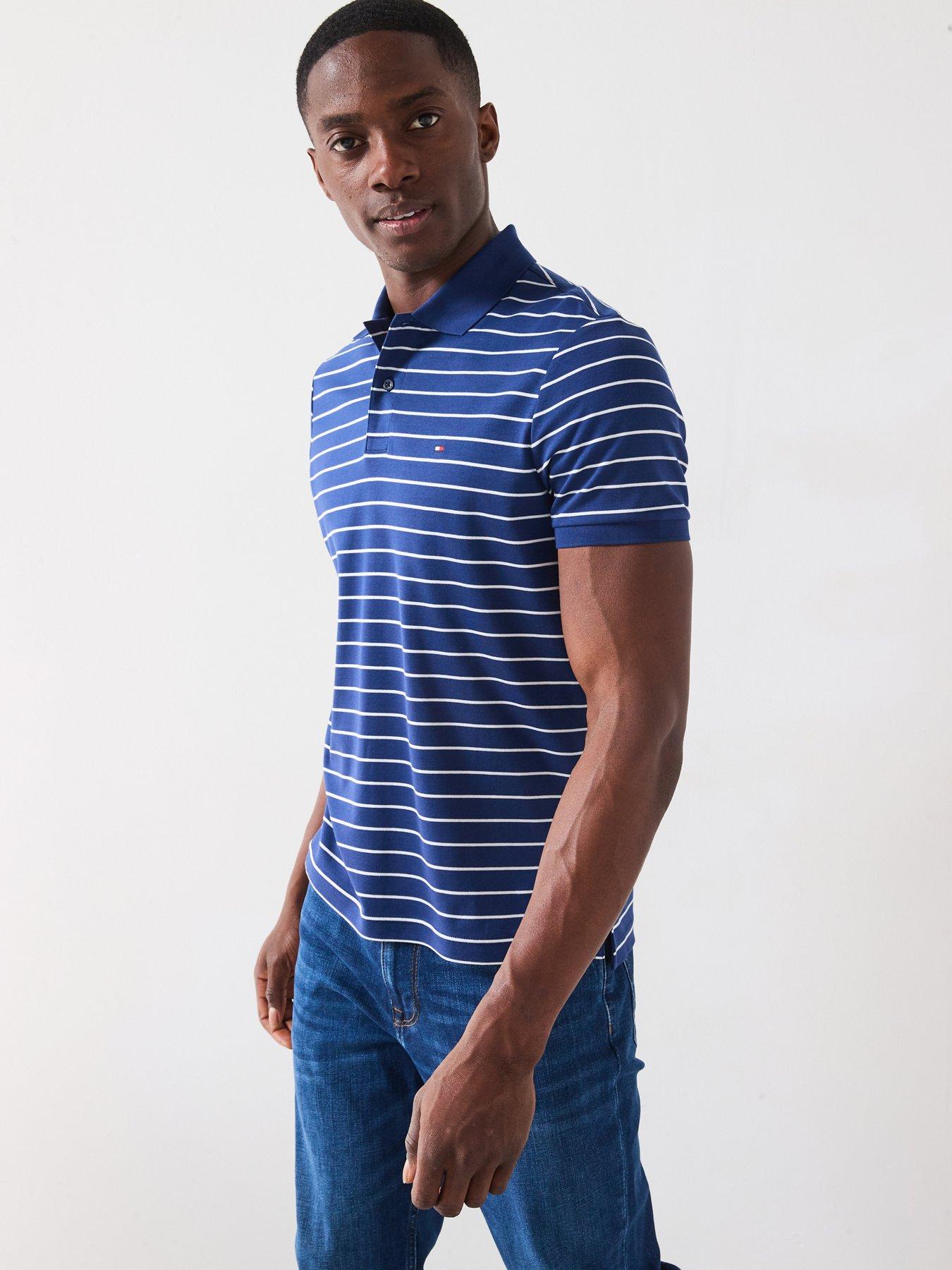 undefined Liquid Cotton Regular Fit Striped Polo Shirt - Navy