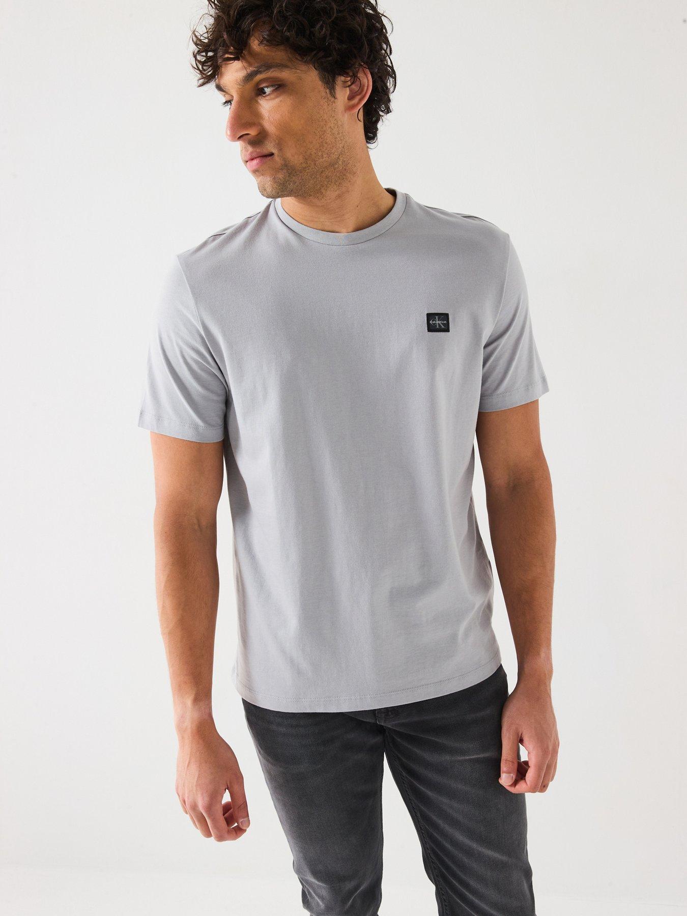 undefined Left Chest Woven Badge T-Shirt - Grey