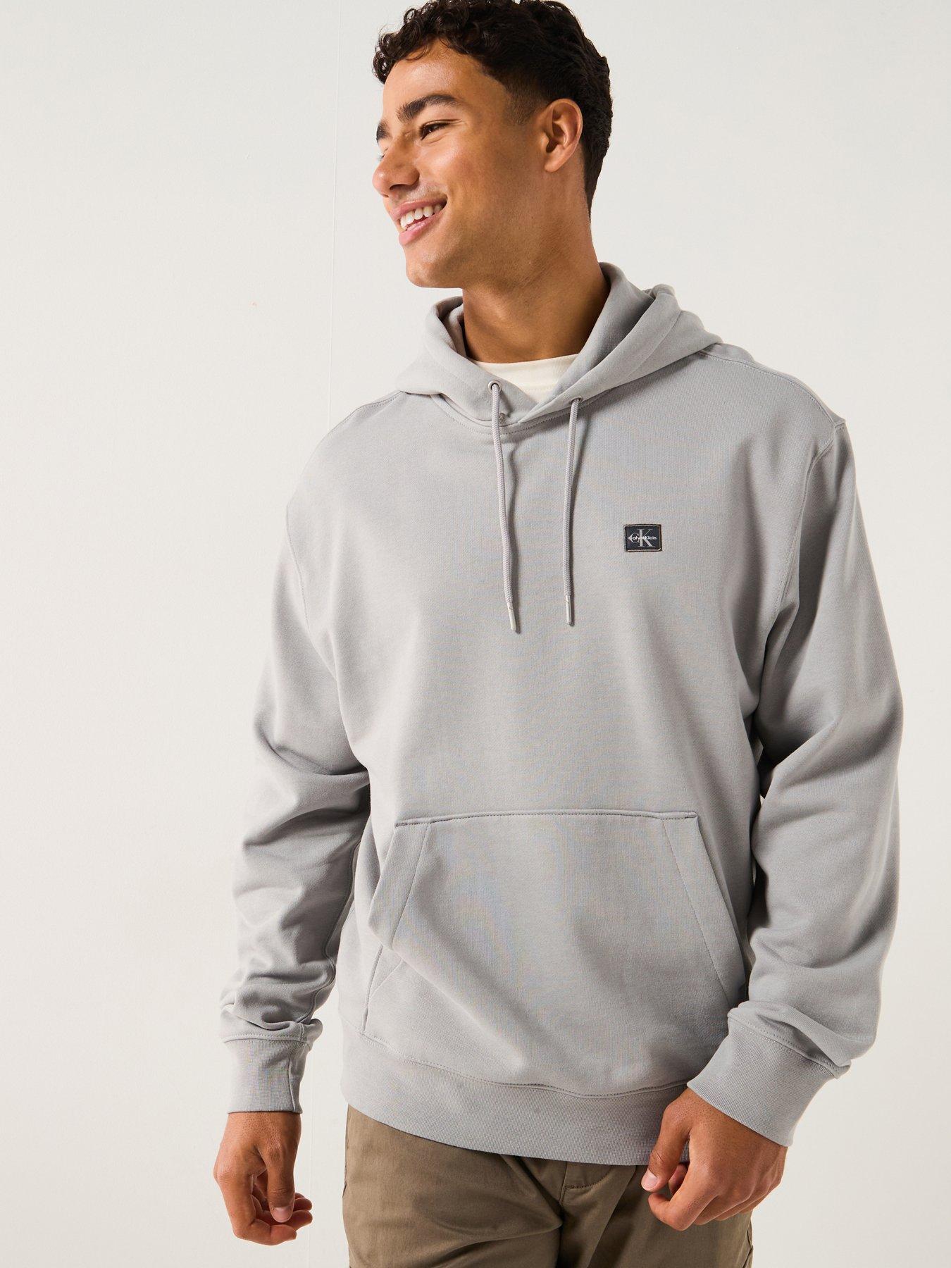 undefined Calvin Klein Jeans Left Chest Woven Badge Overhead Hoodie - Grey