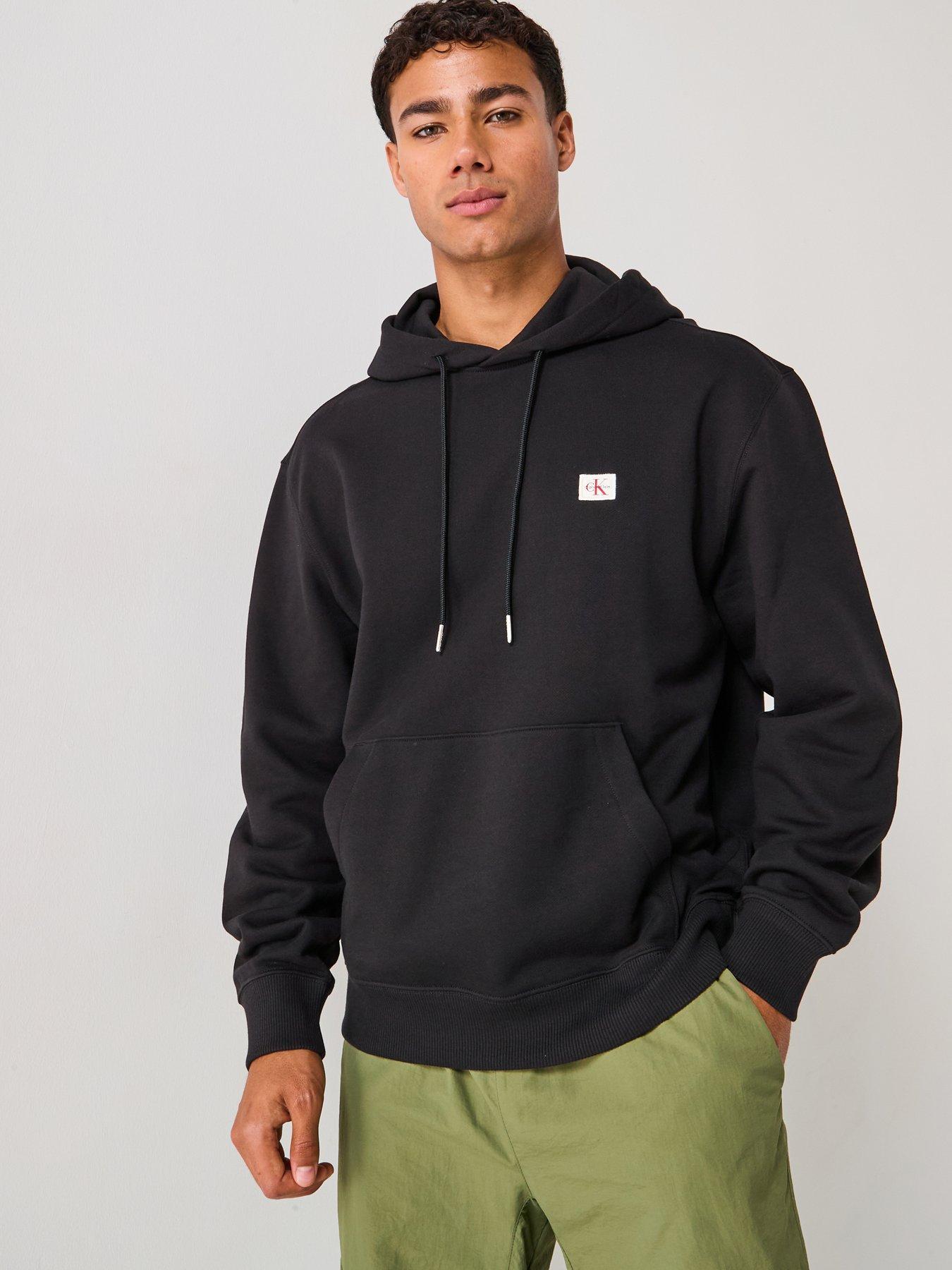 undefined Left Chest Woven Badge Overhead Hoodie - Black